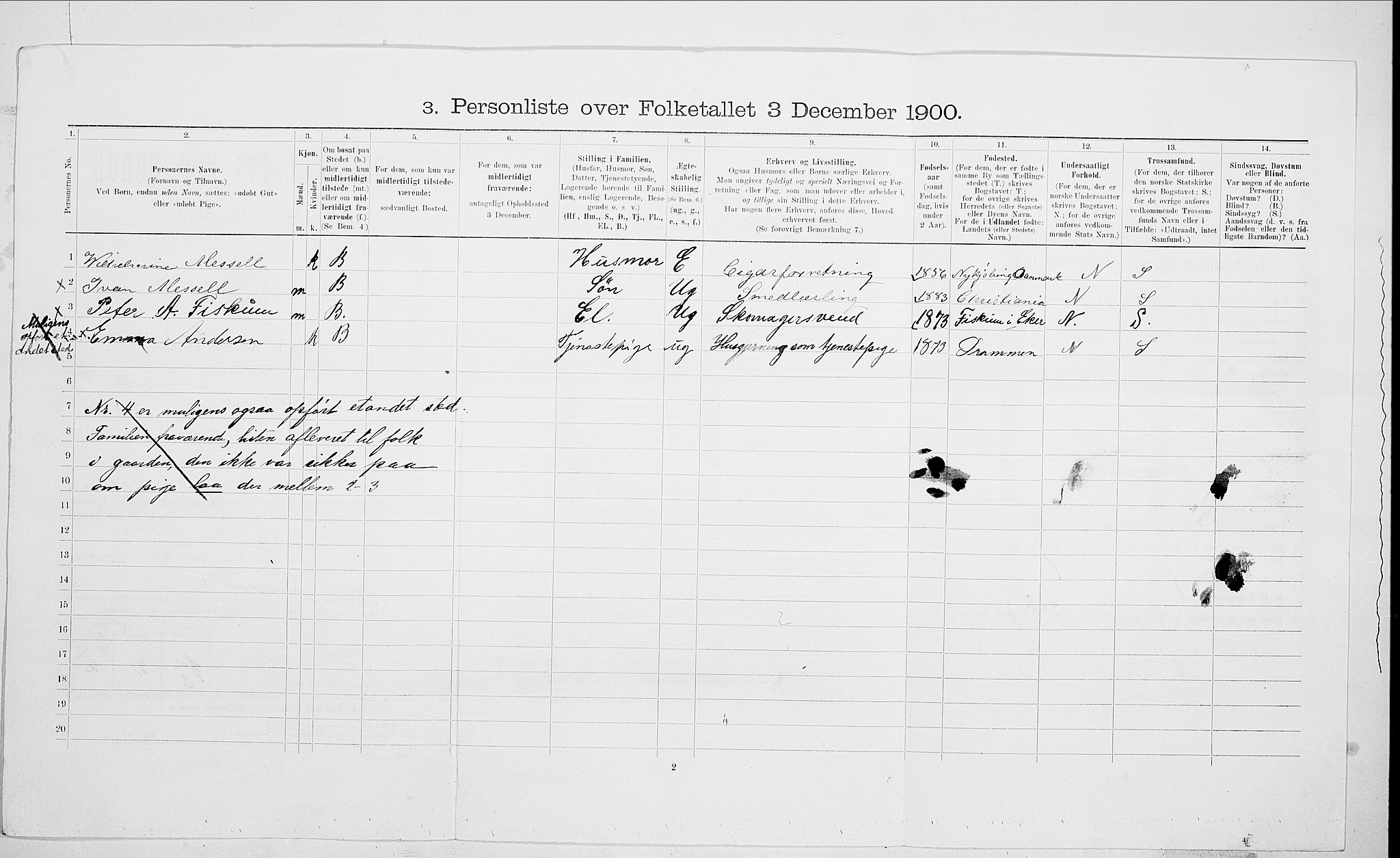SAO, 1900 census for Kristiania, 1900, p. 71339