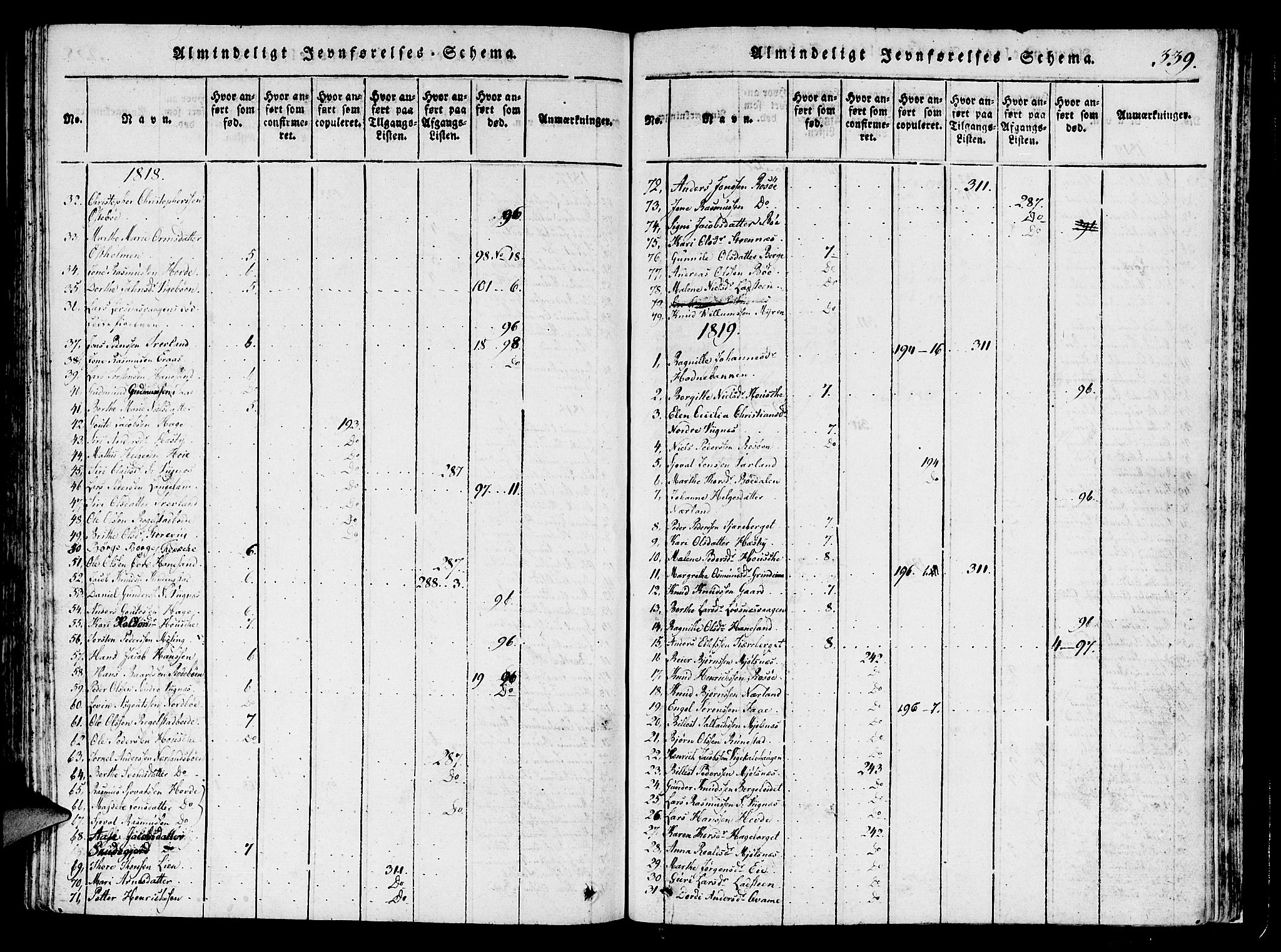 Finnøy sokneprestkontor, SAST/A-101825/H/Ha/Haa/L0006: Parish register (official) no. A 6, 1816-1846, p. 339