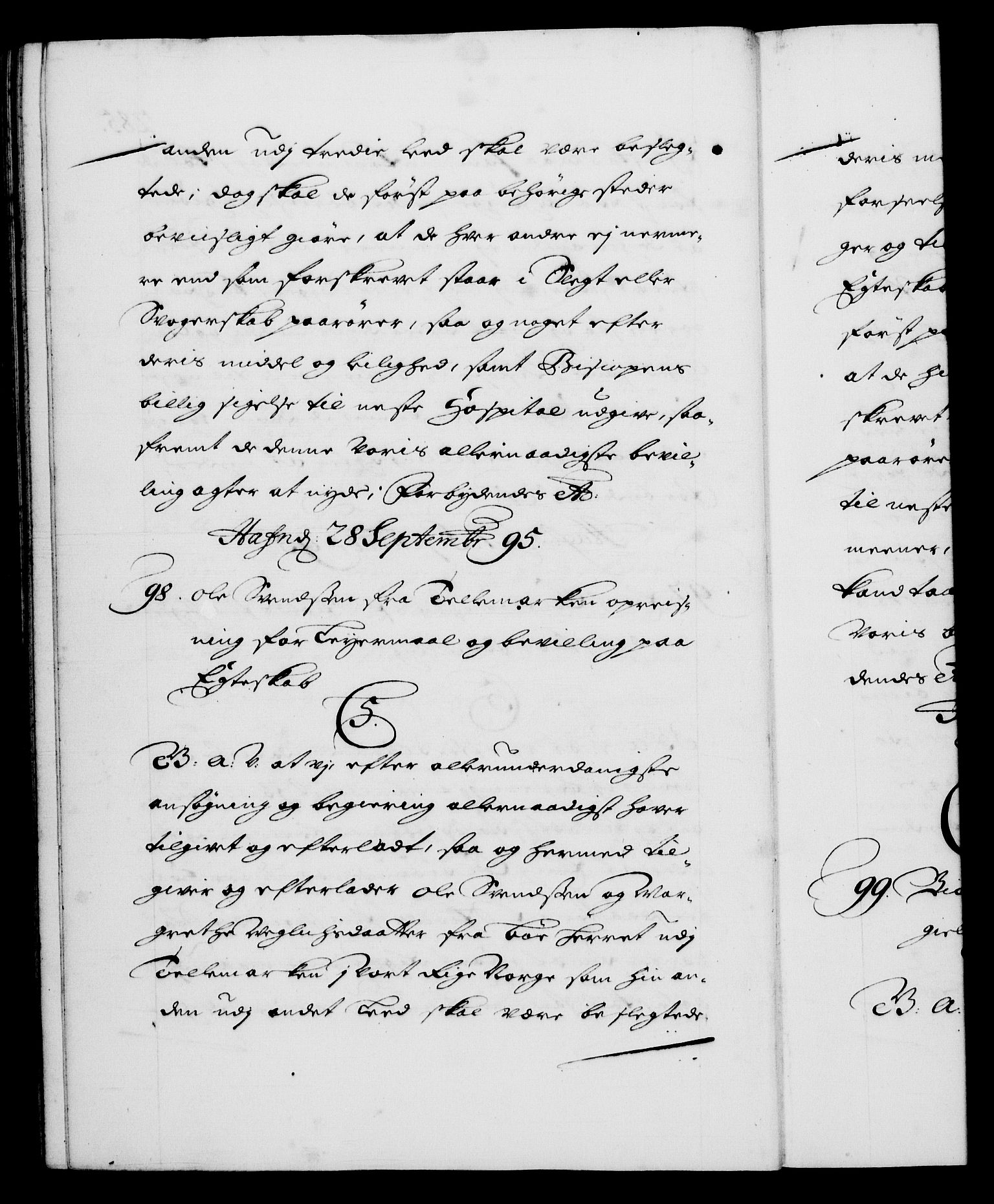 Danske Kanselli 1572-1799, RA/EA-3023/F/Fc/Fca/Fcaa/L0016: Norske registre (mikrofilm), 1692-1697, p. 285b