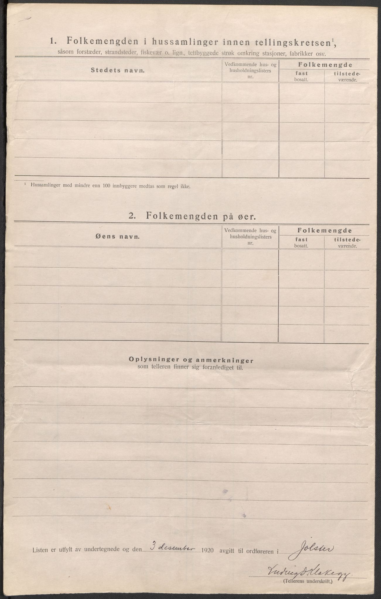 SAB, 1920 census for Jølster, 1920, p. 20