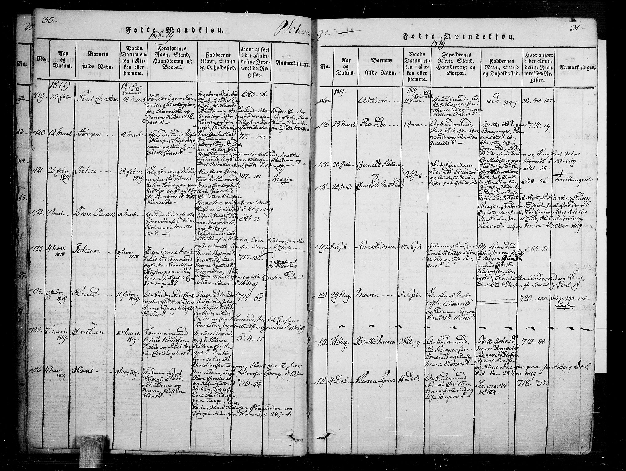 Skoger kirkebøker, AV/SAKO-A-59/F/Fa/L0002: Parish register (official) no. I 2 /1, 1814-1842, p. 30-31