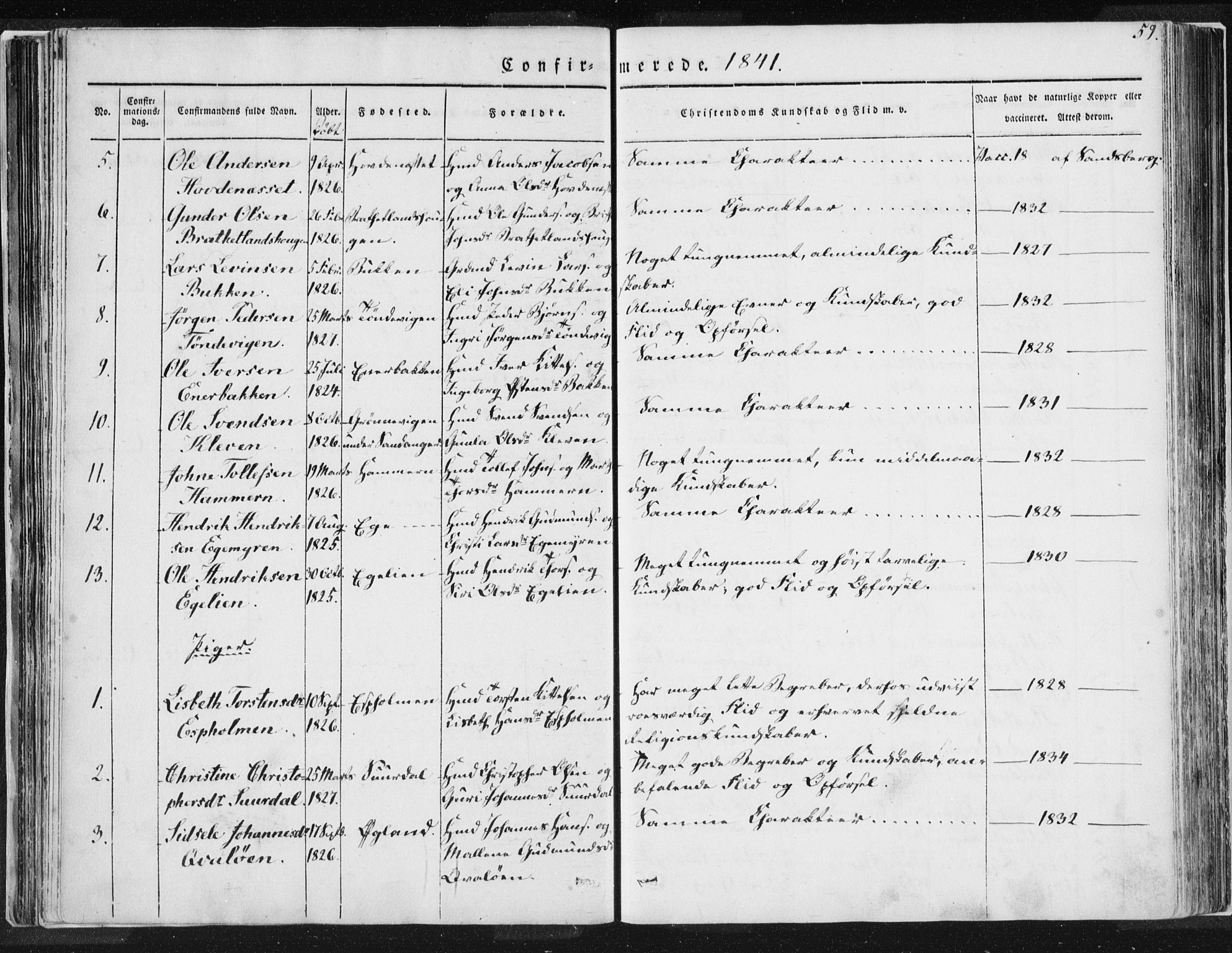 Hjelmeland sokneprestkontor, AV/SAST-A-101843/01/IV/L0007: Parish register (official) no. A 7, 1834-1850, p. 59