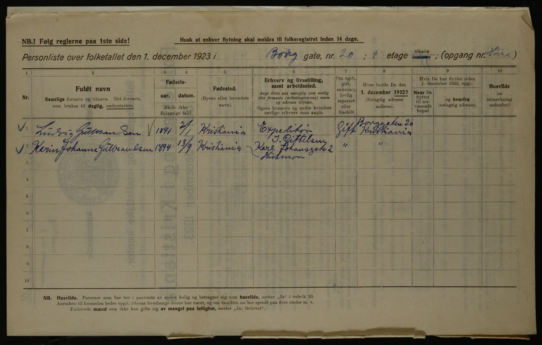 OBA, Municipal Census 1923 for Kristiania, 1923, p. 9143