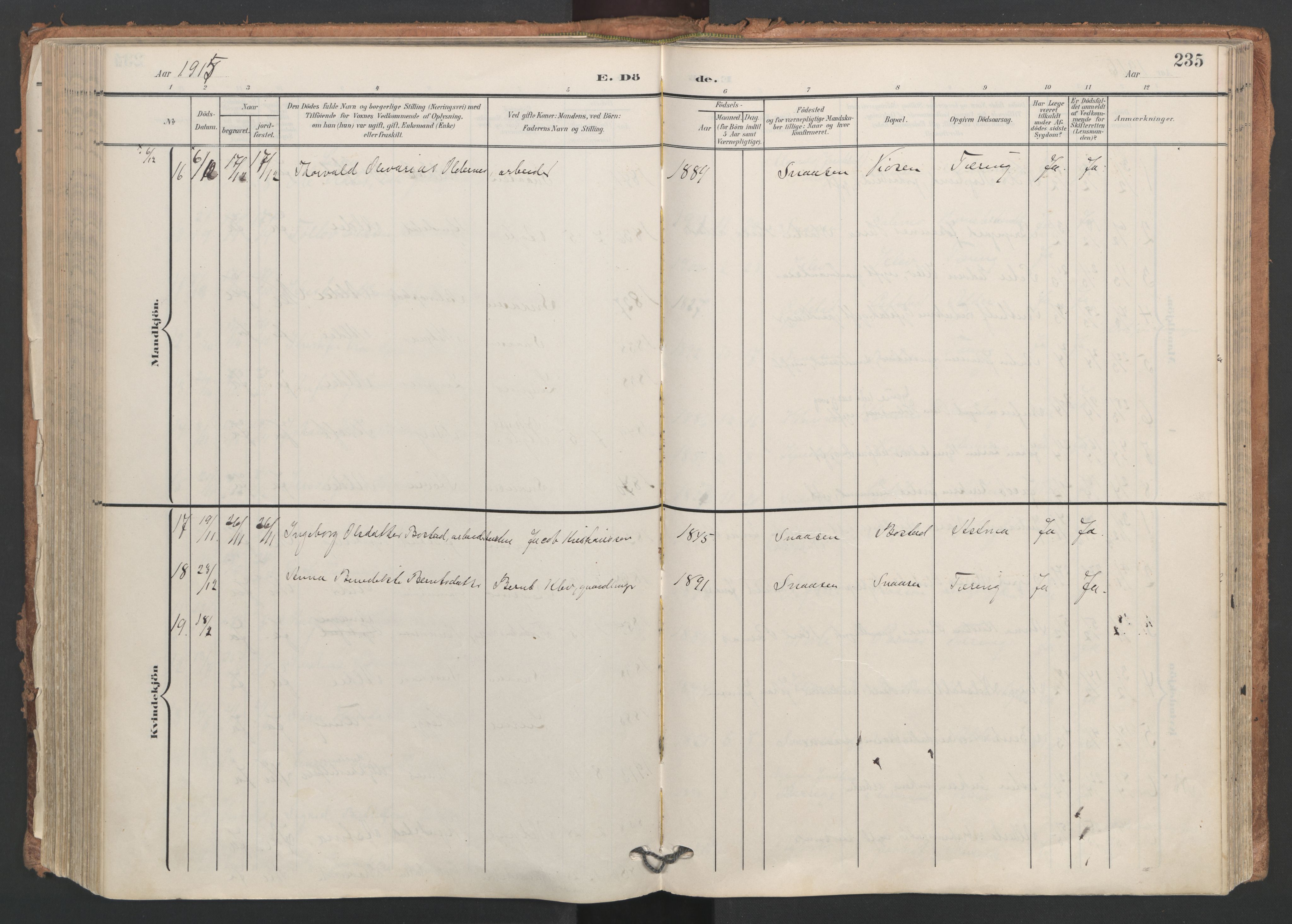 Ministerialprotokoller, klokkerbøker og fødselsregistre - Nord-Trøndelag, AV/SAT-A-1458/749/L0477: Parish register (official) no. 749A11, 1902-1927, p. 235