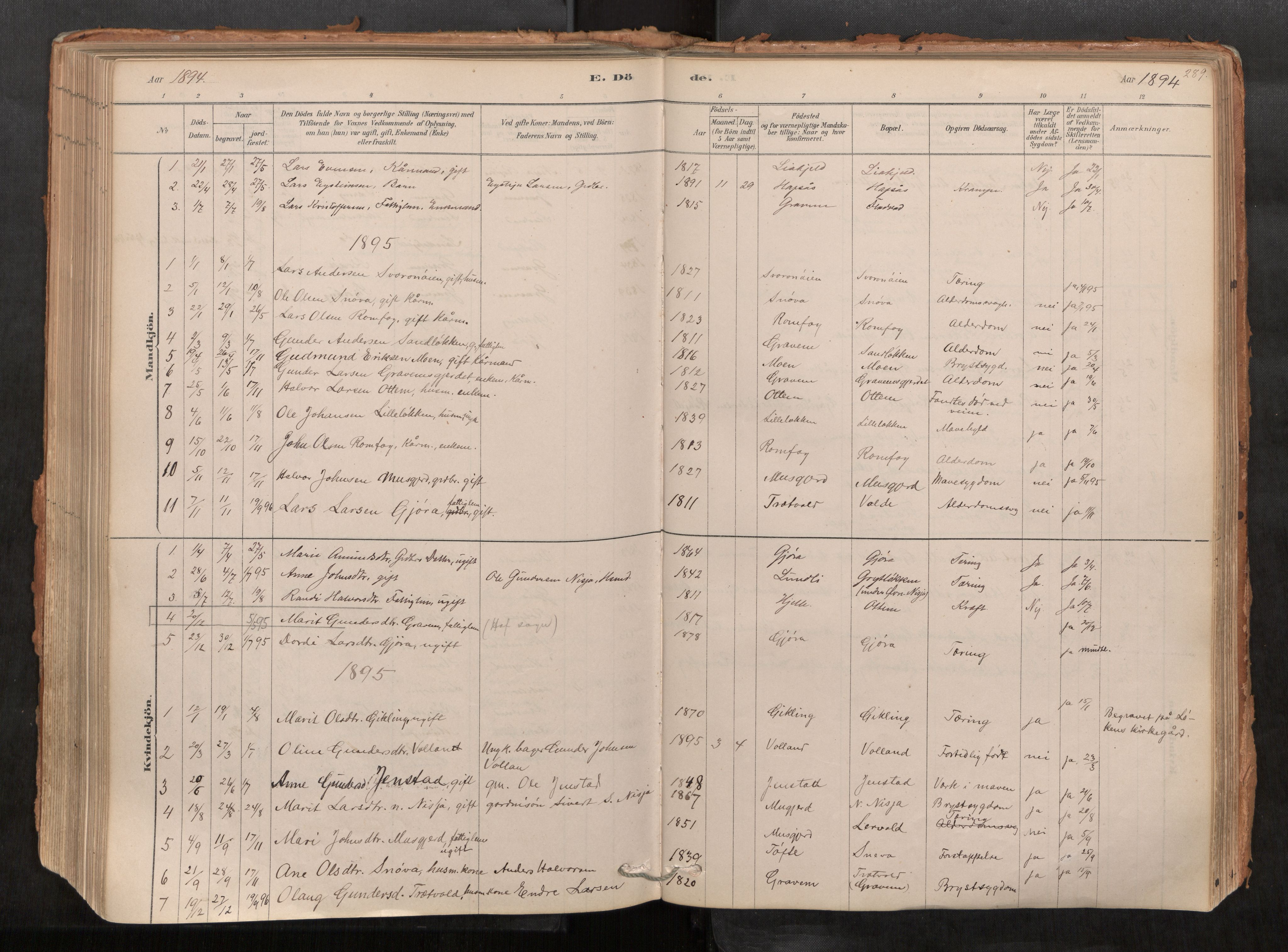 Sunndal sokneprestkontor, AV/SAT-A-1085/1/I/I1/I1a/L0001: Parish register (official) no. 1, 1877-1914, p. 289