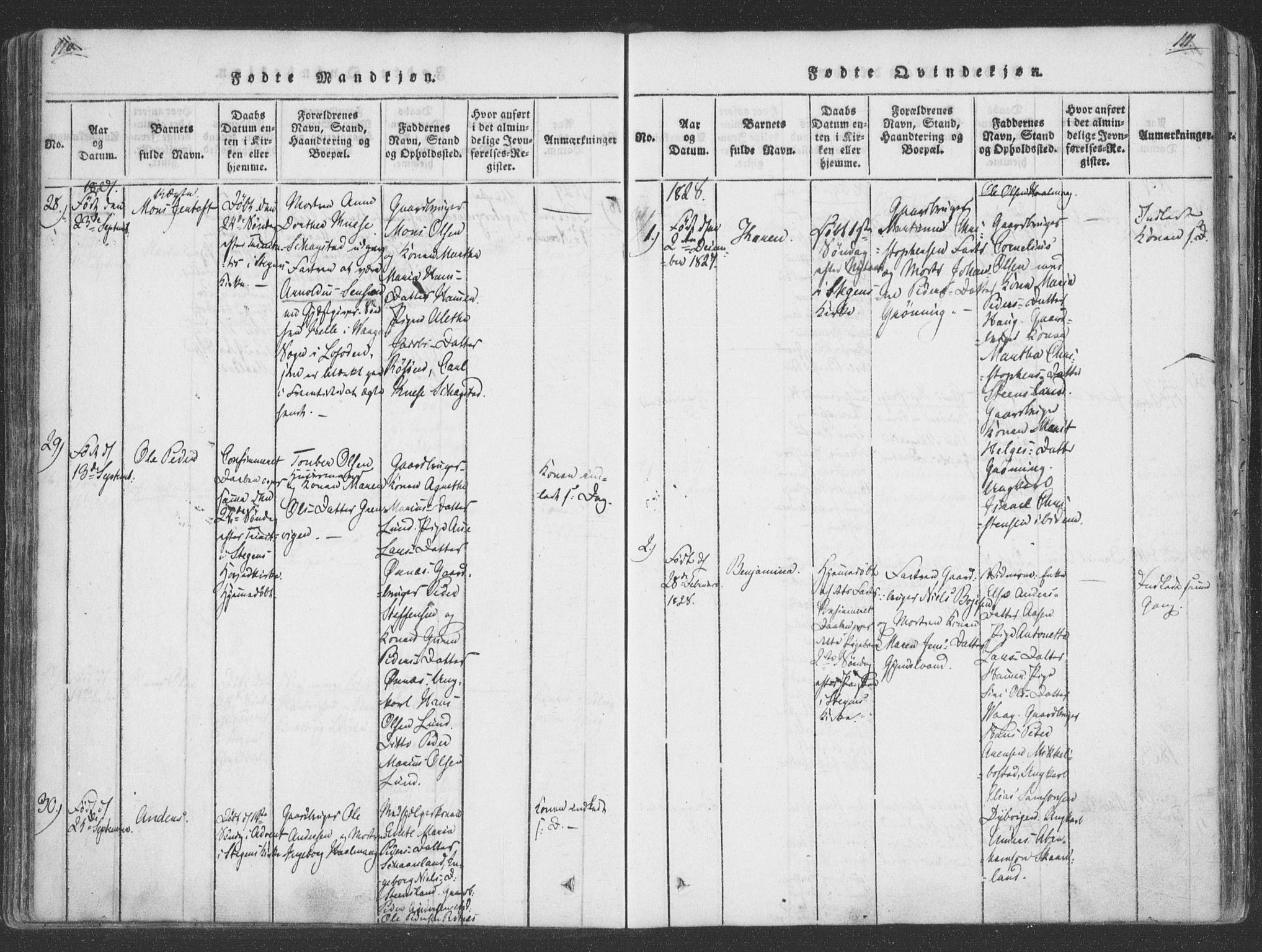 Ministerialprotokoller, klokkerbøker og fødselsregistre - Nordland, SAT/A-1459/855/L0798: Parish register (official) no. 855A06, 1821-1835, p. 110-111