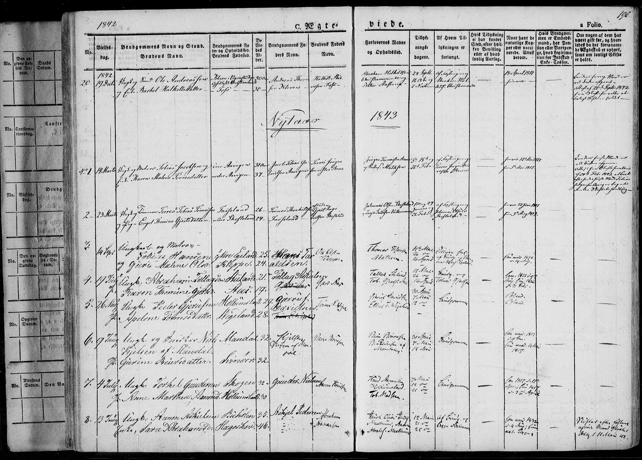 Sør-Audnedal sokneprestkontor, SAK/1111-0039/F/Fa/Fab/L0006: Parish register (official) no. A 6, 1829-1855, p. 190