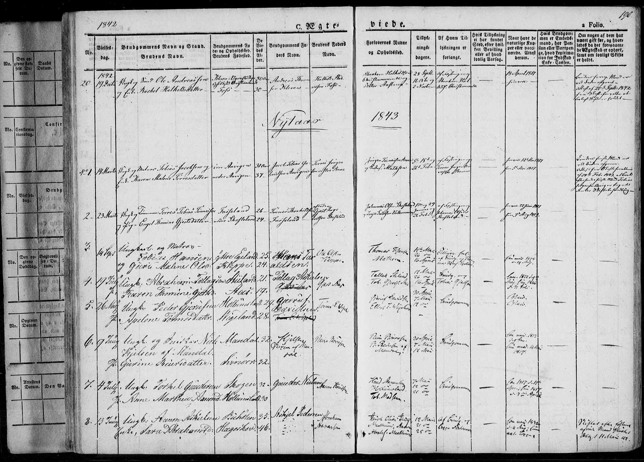 Sør-Audnedal sokneprestkontor, AV/SAK-1111-0039/F/Fa/Fab/L0006: Parish register (official) no. A 6, 1829-1855, p. 190