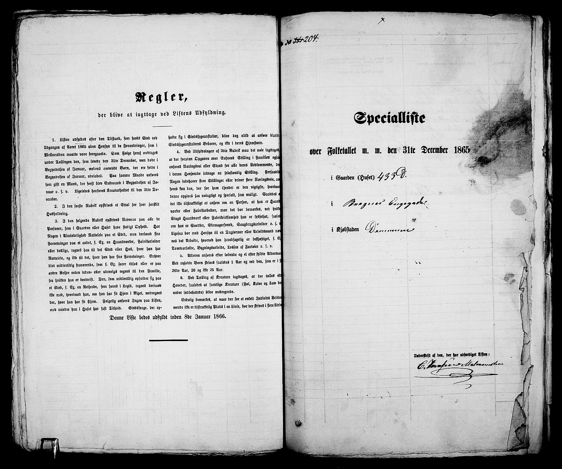 RA, 1865 census for Bragernes in Drammen, 1865, p. 435