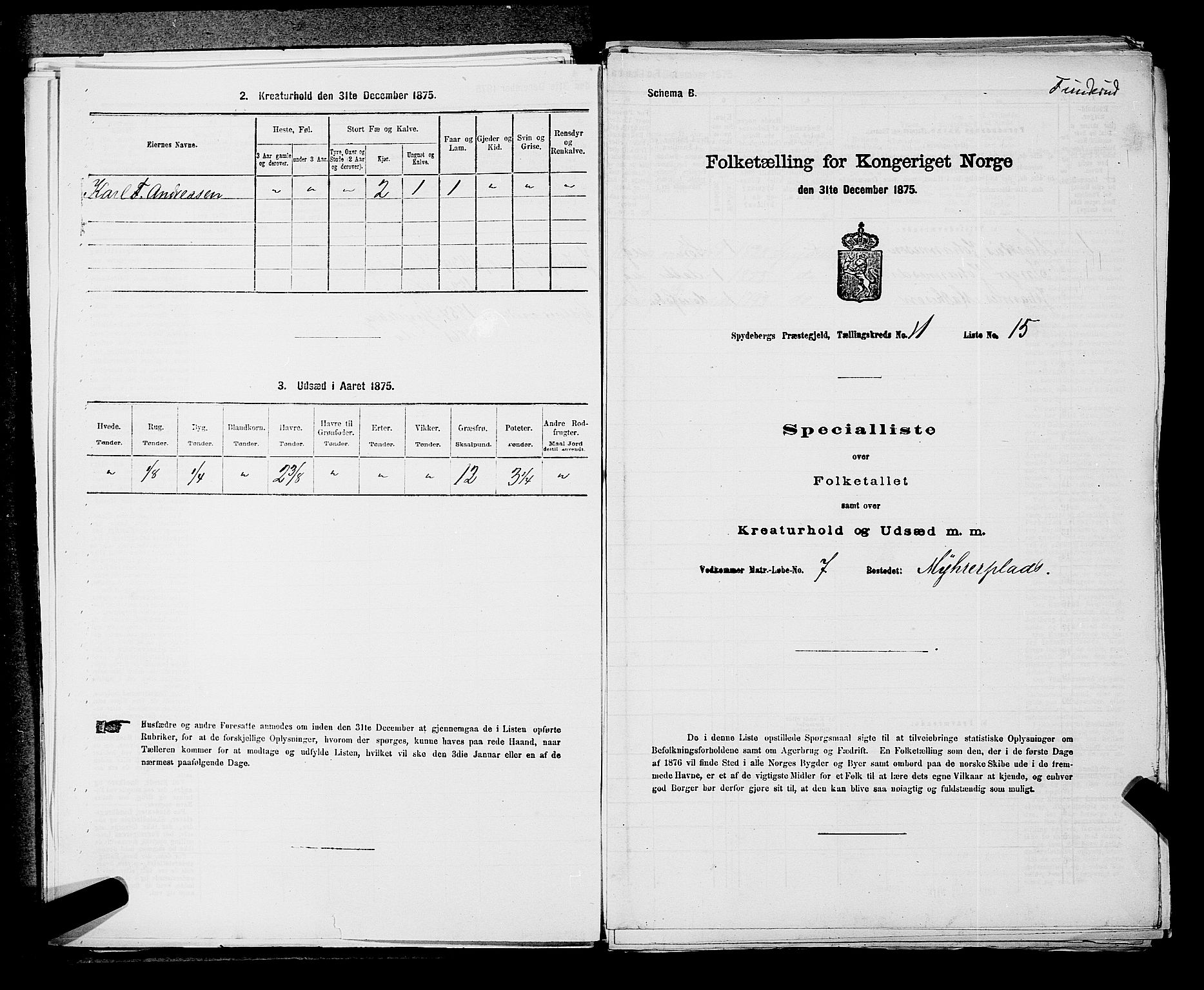 RA, 1875 census for 0123P Spydeberg, 1875, p. 69