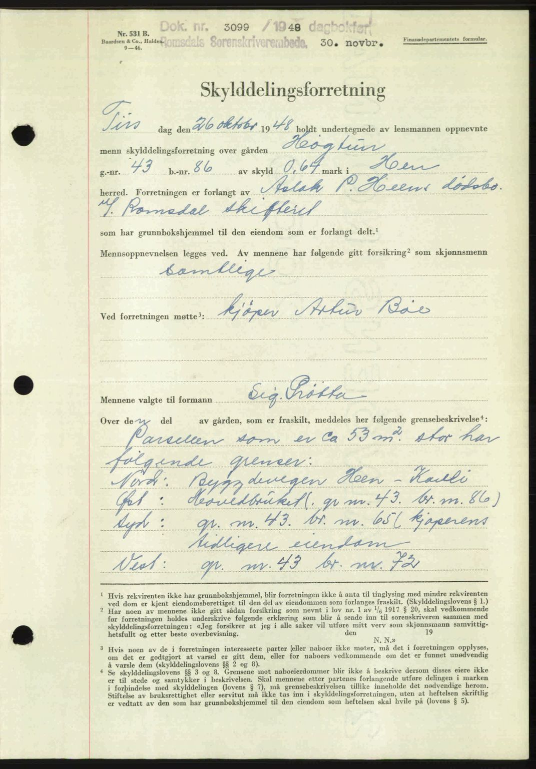 Romsdal sorenskriveri, AV/SAT-A-4149/1/2/2C: Mortgage book no. A28, 1948-1949, Diary no: : 3099/1948