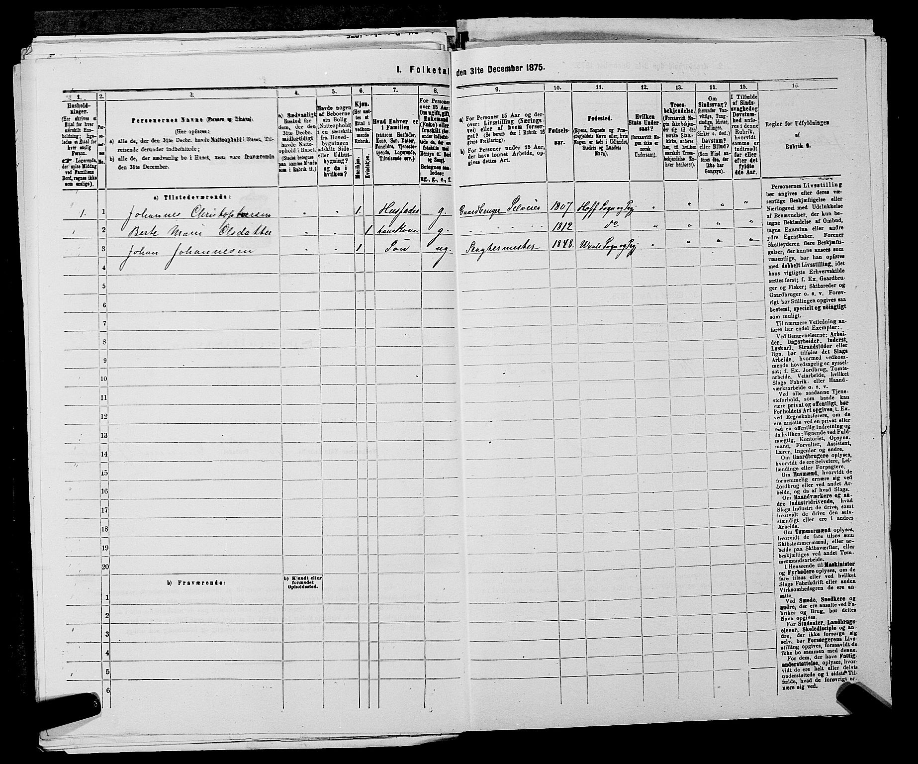 SAKO, 1875 census for 0715P Botne, 1875, p. 688