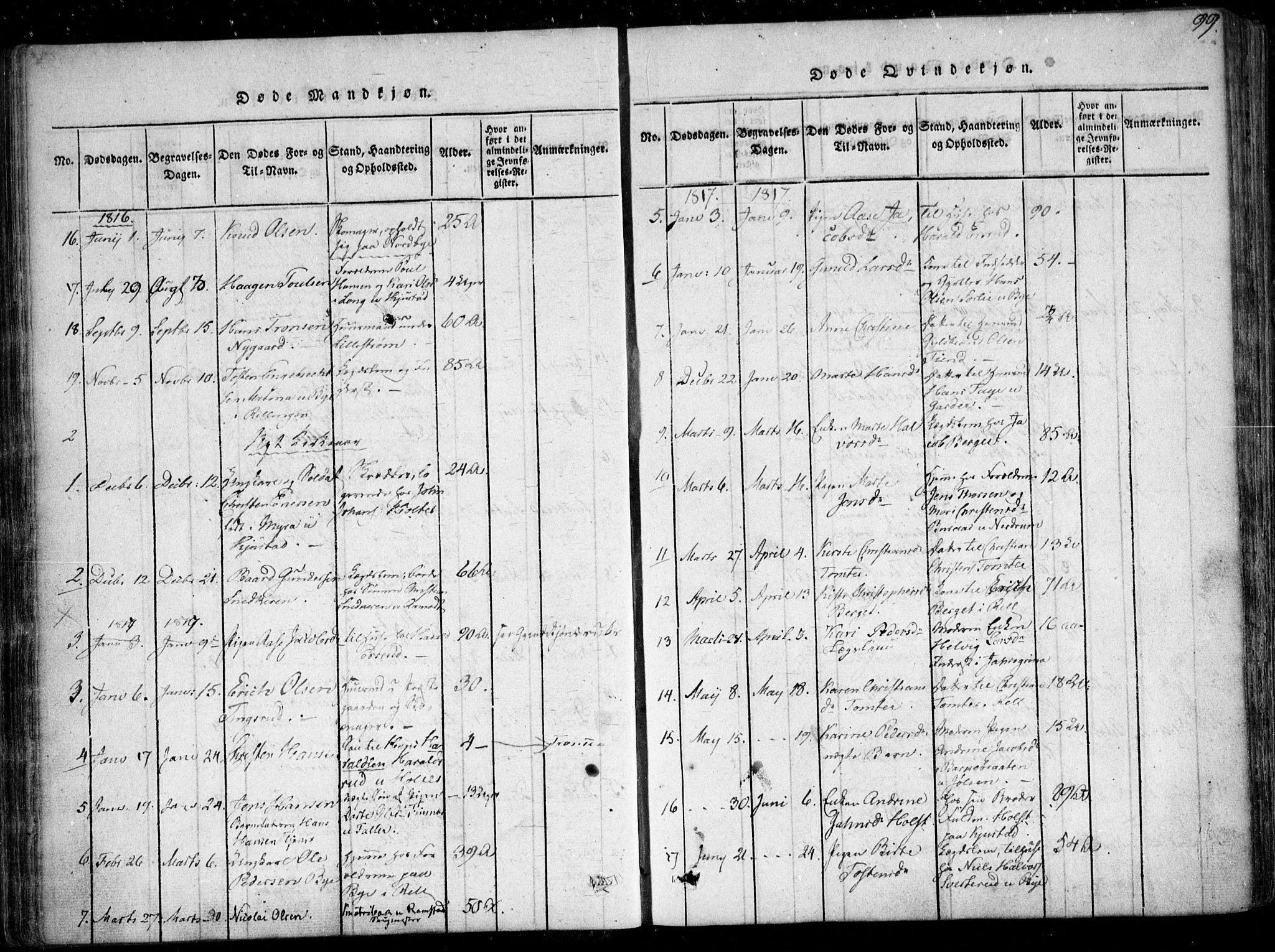 Fet prestekontor Kirkebøker, AV/SAO-A-10370a/F/Fa/L0008: Parish register (official) no. I 8, 1815-1842, p. 99