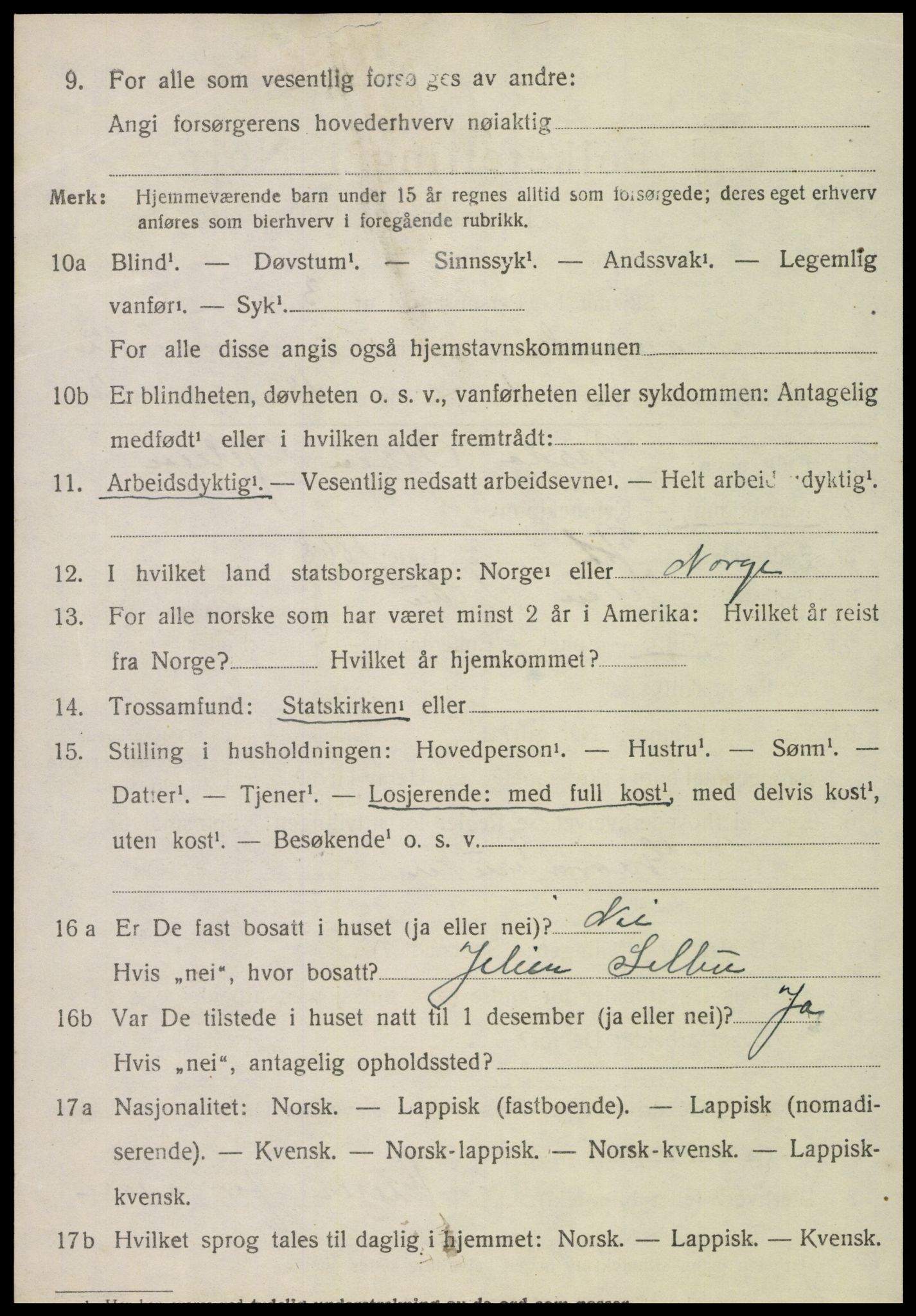 SAT, 1920 census for Lånke, 1920, p. 1043