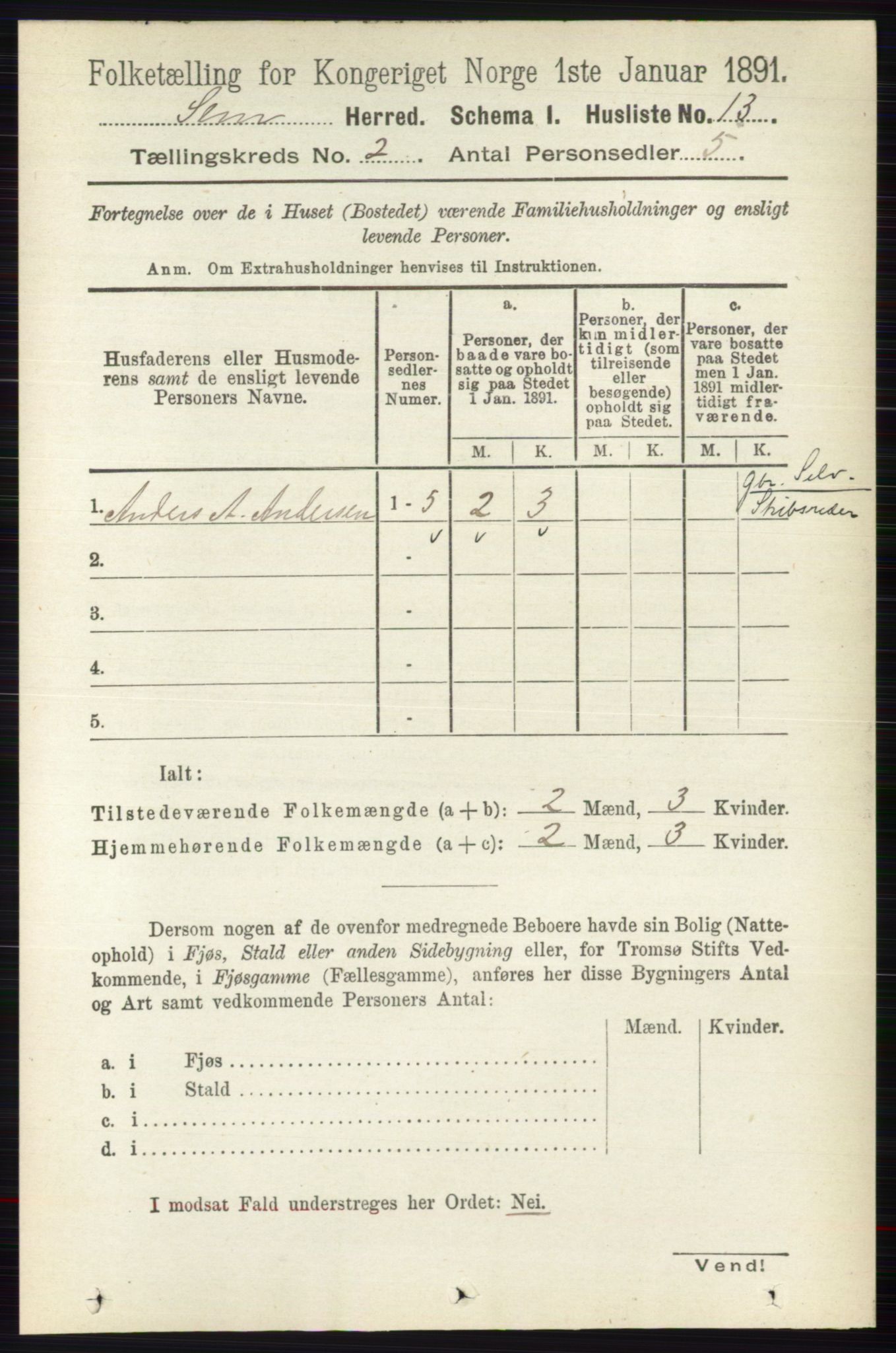 RA, 1891 census for 0721 Sem, 1891, p. 601