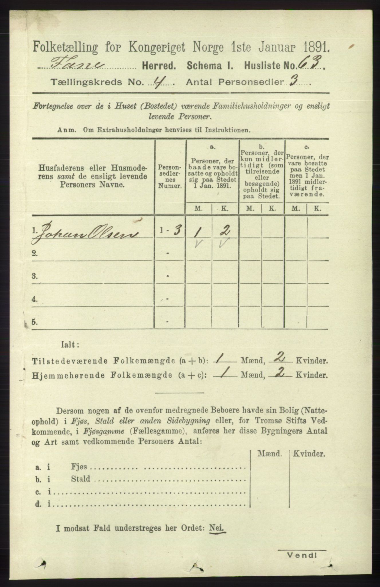 RA, 1891 census for 1249 Fana, 1891, p. 1590