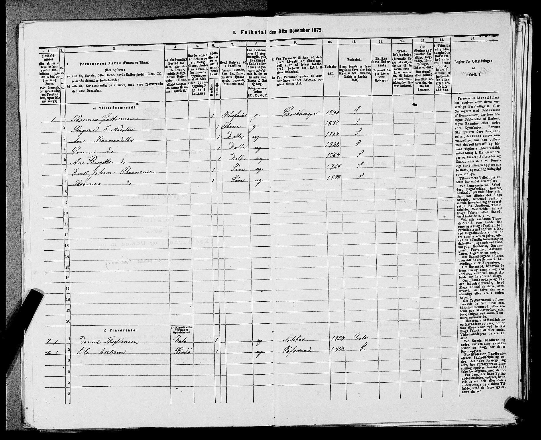 SAST, 1875 census for 1130P Strand, 1875, p. 733