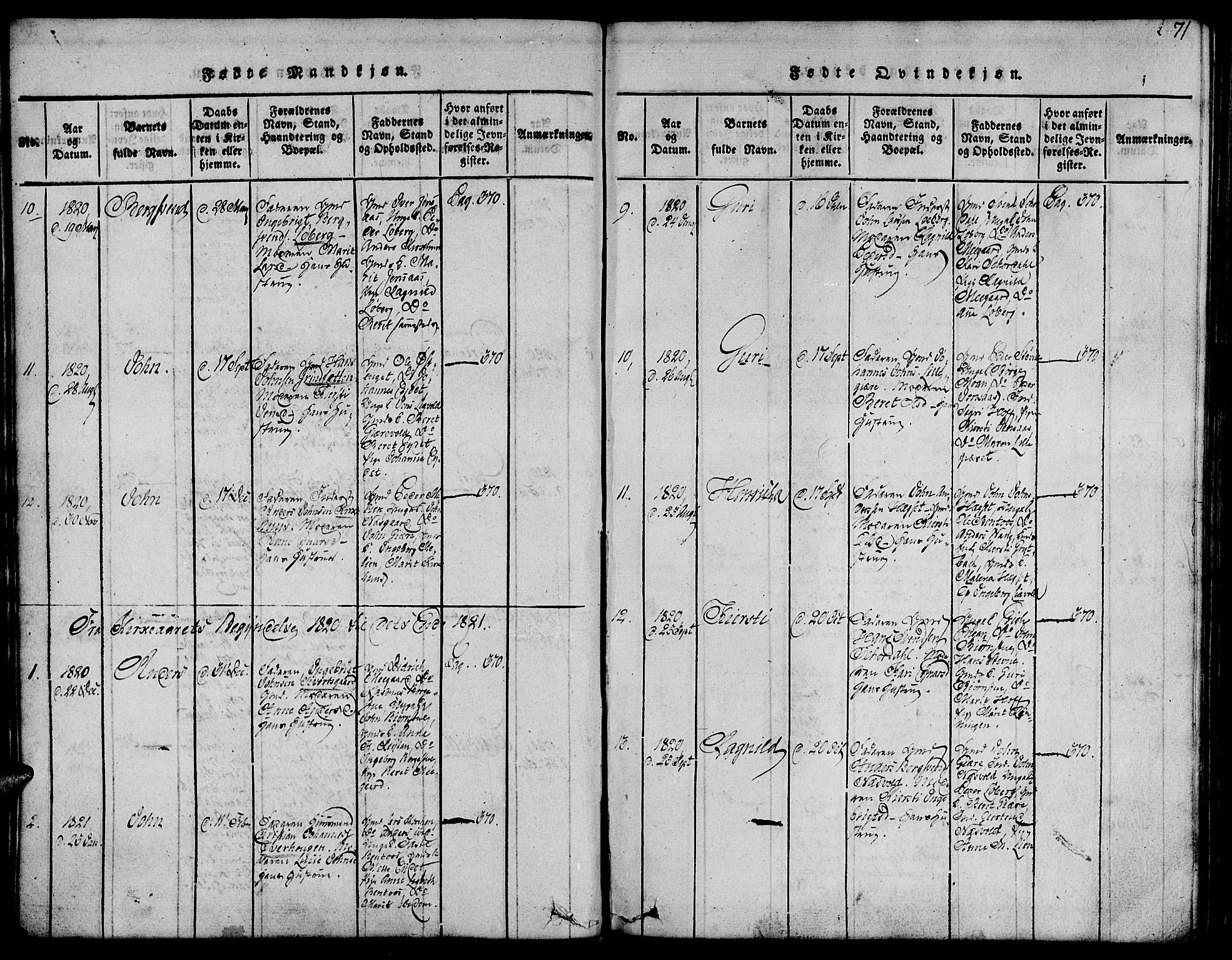 Ministerialprotokoller, klokkerbøker og fødselsregistre - Sør-Trøndelag, SAT/A-1456/685/L0956: Parish register (official) no. 685A03 /3, 1817-1829, p. 71