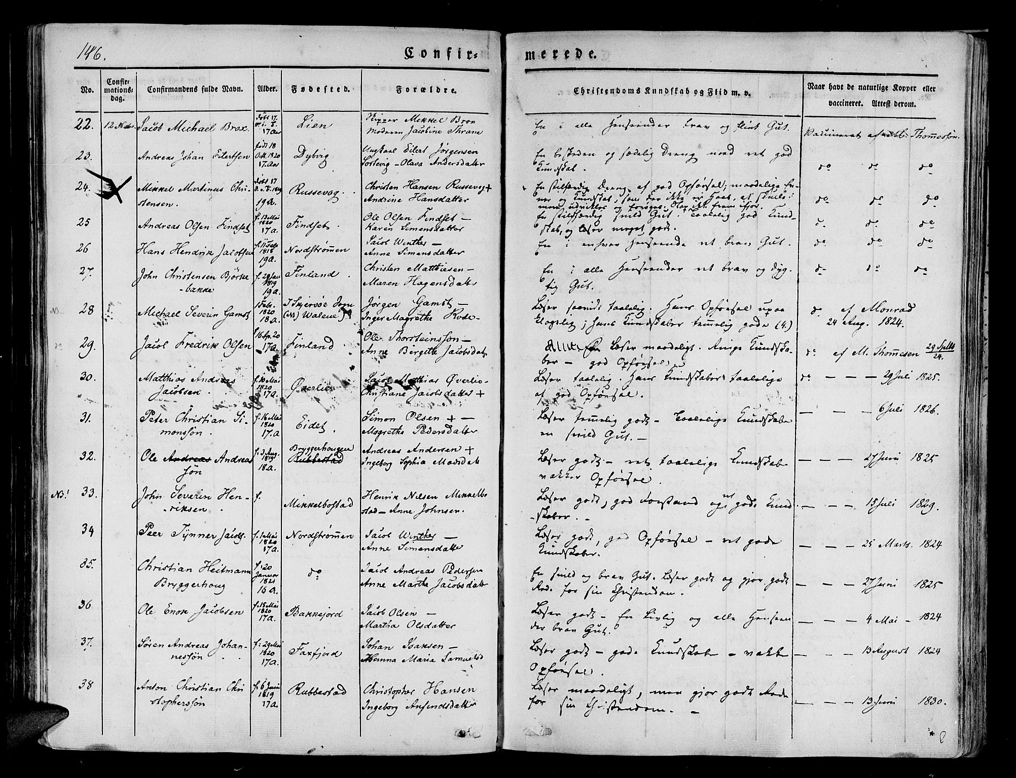 Tranøy sokneprestkontor, SATØ/S-1313/I/Ia/Iaa/L0005kirke: Parish register (official) no. 5, 1829-1844, p. 146