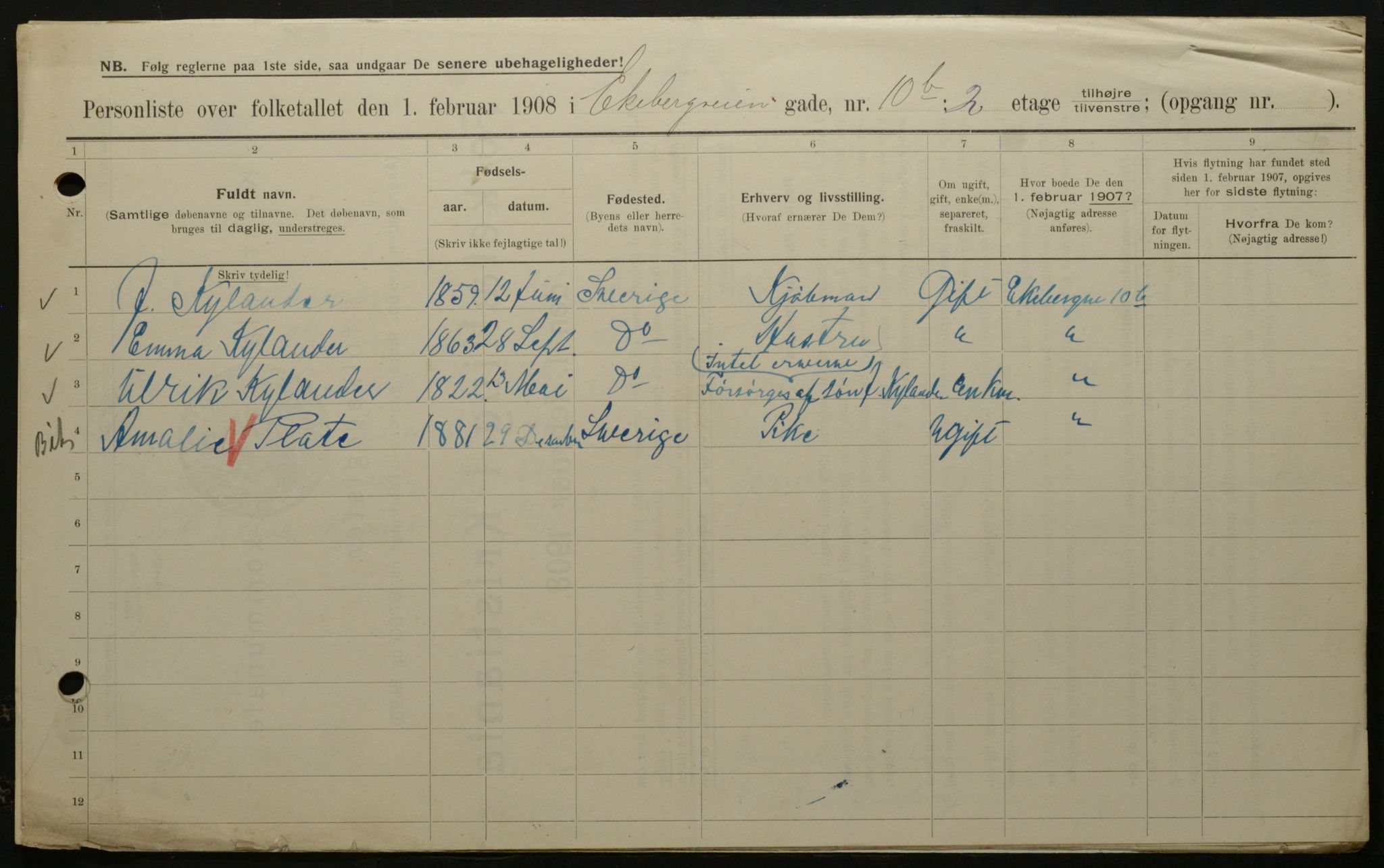 OBA, Municipal Census 1908 for Kristiania, 1908, p. 18505
