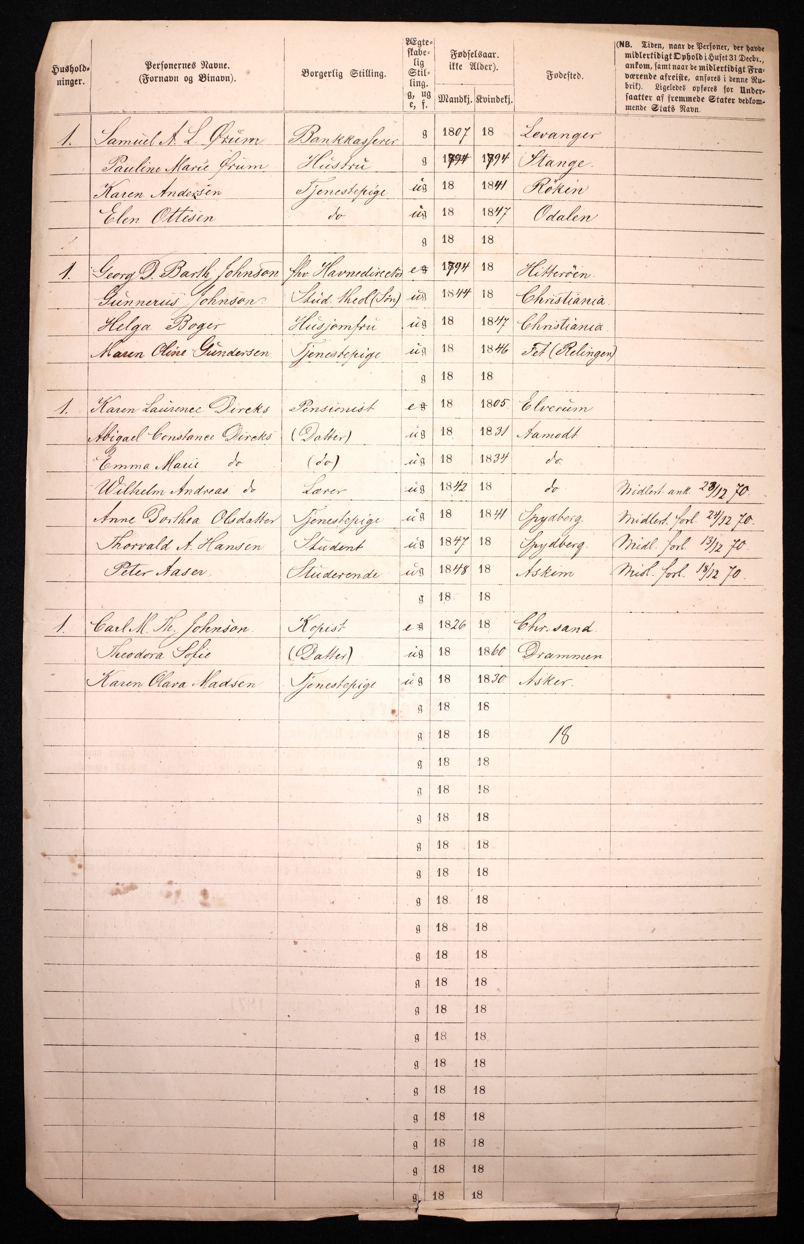 RA, 1870 census for 0301 Kristiania, 1870, p. 591