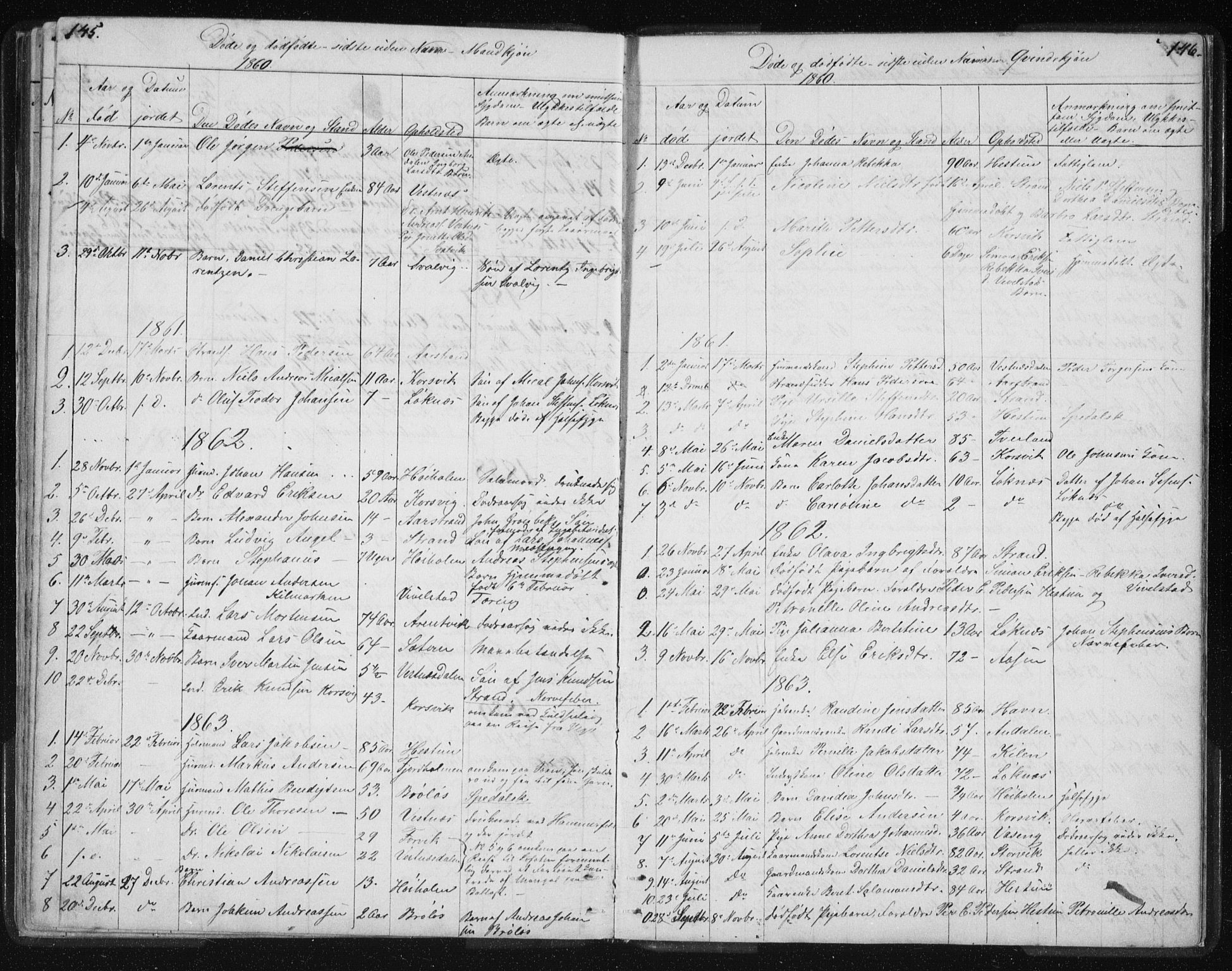 Ministerialprotokoller, klokkerbøker og fødselsregistre - Nordland, AV/SAT-A-1459/819/L0275: Parish register (copy) no. 819C01, 1841-1868, p. 145-146