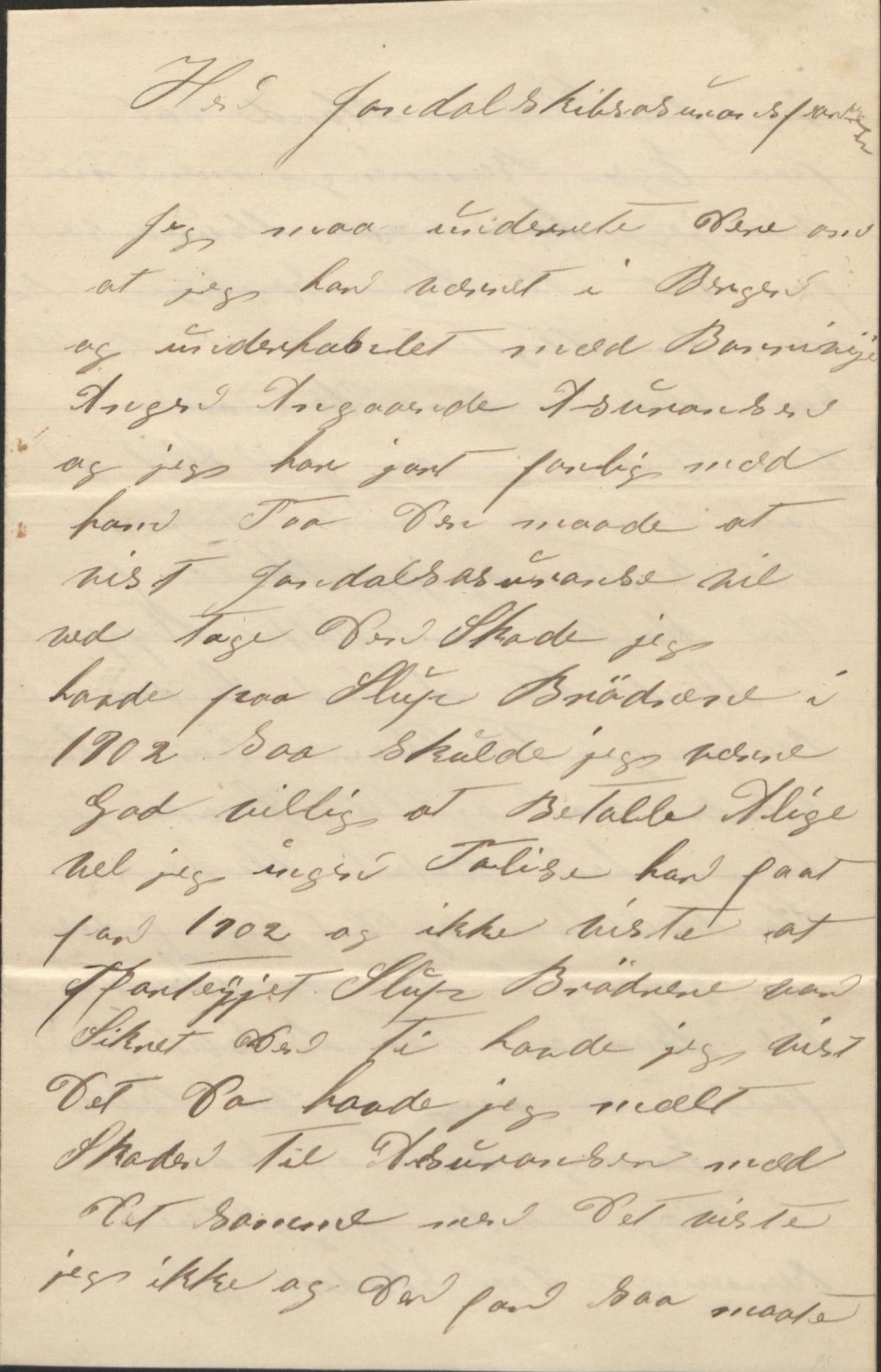 Jondal Skipsassuranseforening, AV/SAB-SAB/PA-0276/E/L0082: Korrespondanse , 1903-1906