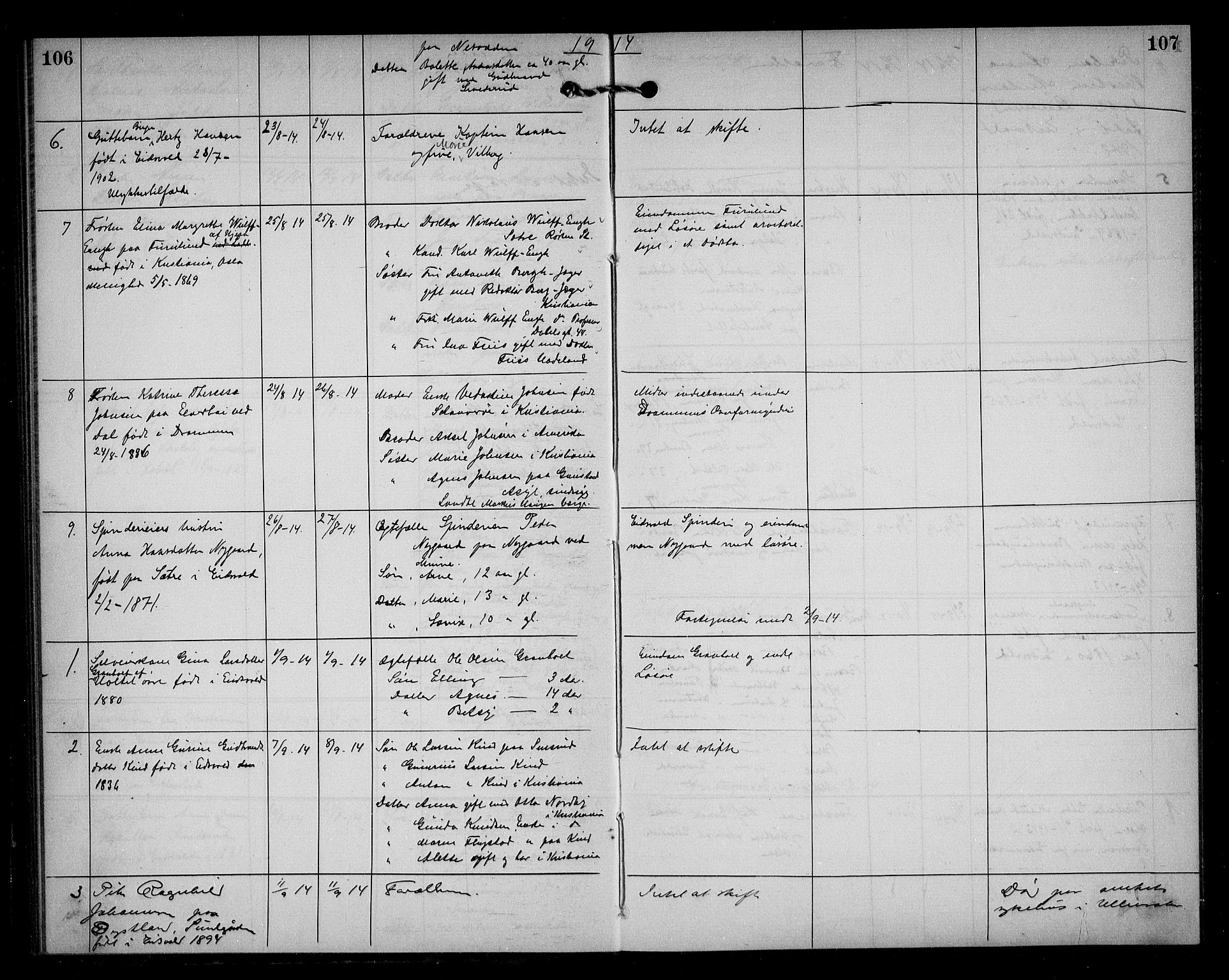 Eidsvoll lensmannskontor, AV/SAO-A-10266a/H/Ha/Haa/L0004: Dødsfallprotokoll, 1912-1921, p. 106-107