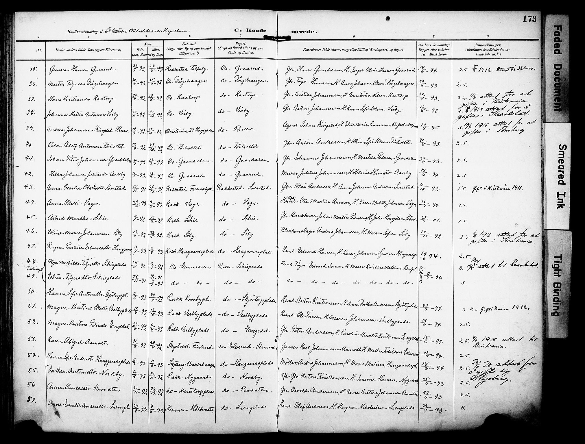 Rakkestad prestekontor Kirkebøker, AV/SAO-A-2008/F/Fa/L0013: Parish register (official) no. I 13, 1894-1908, p. 173