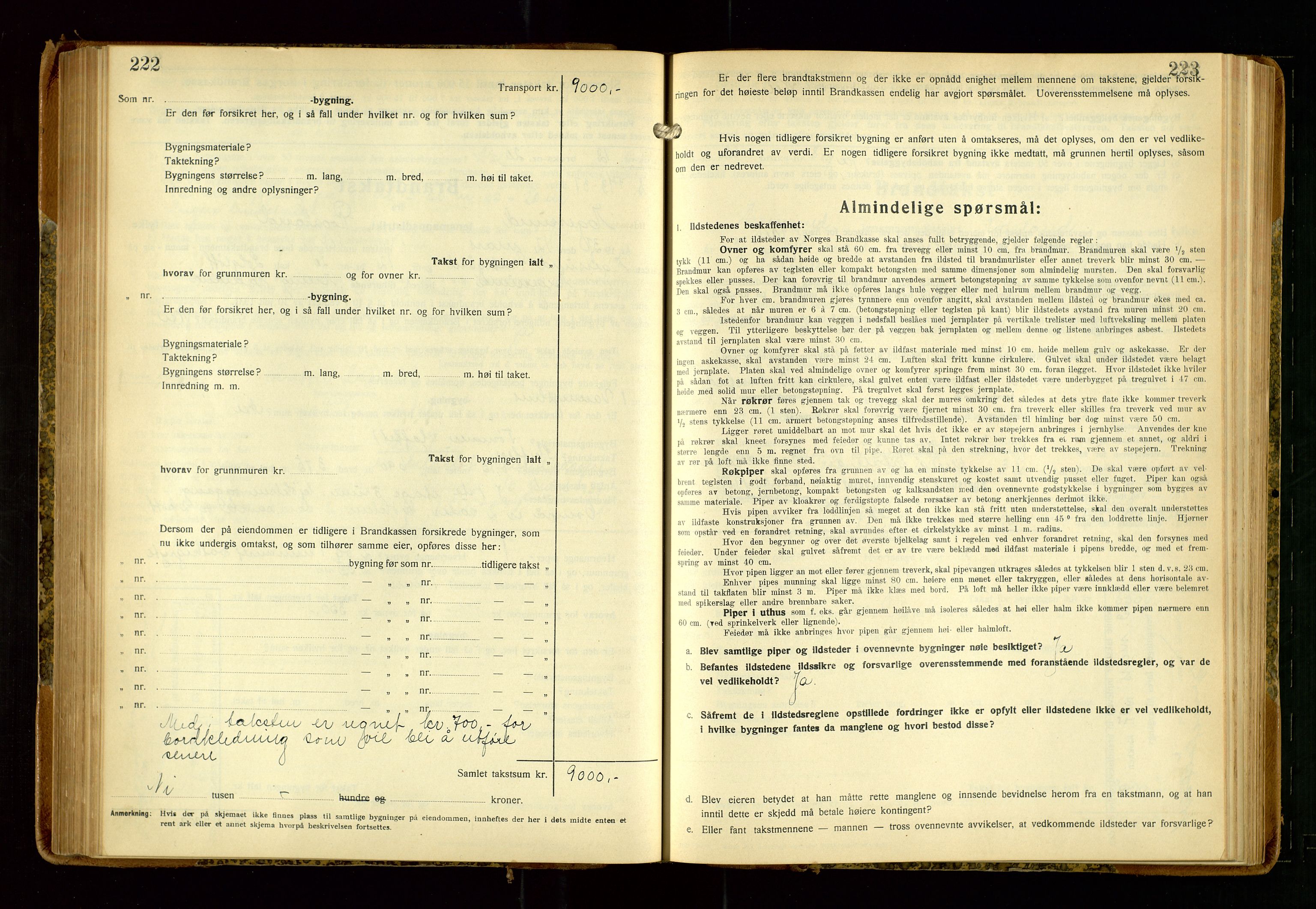 Eigersund lensmannskontor, AV/SAST-A-100171/Gob/L0006: "Brandtakstprotokoll", 1934-1938, p. 222-223