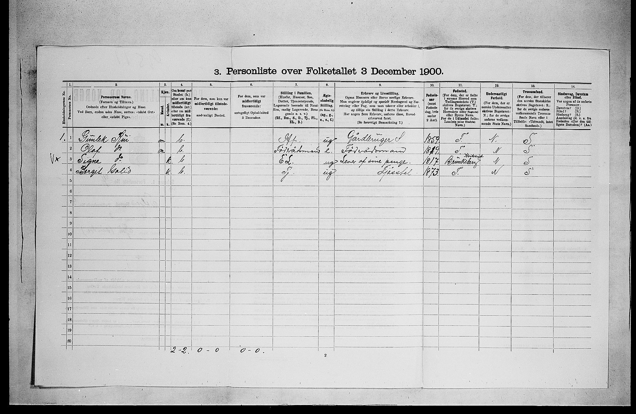 SAKO, 1900 census for Seljord, 1900, p. 419