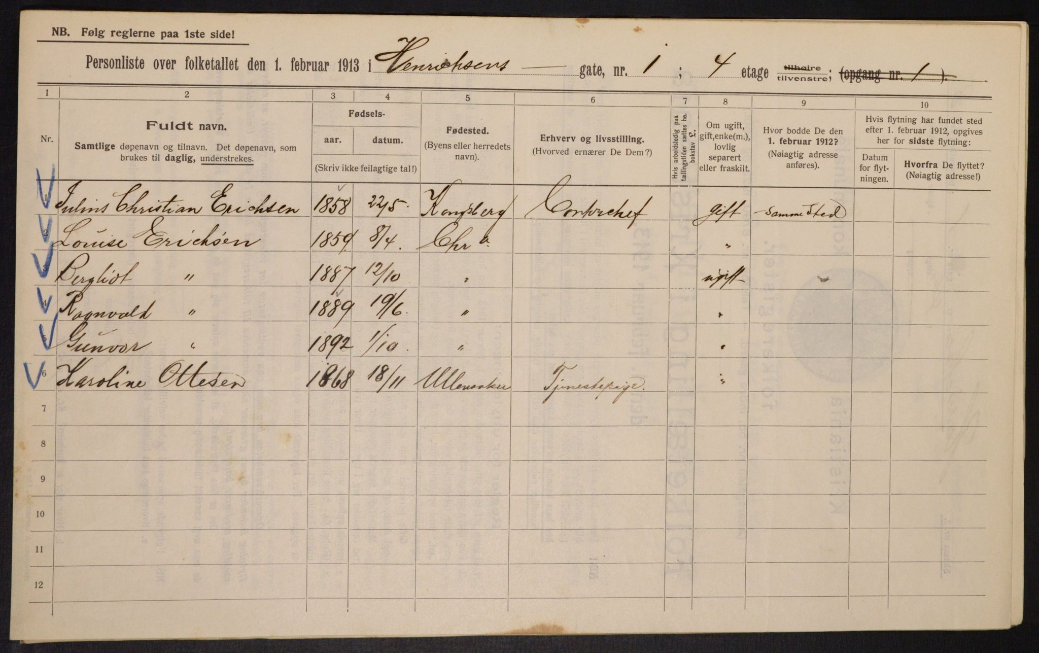 OBA, Municipal Census 1913 for Kristiania, 1913, p. 38304