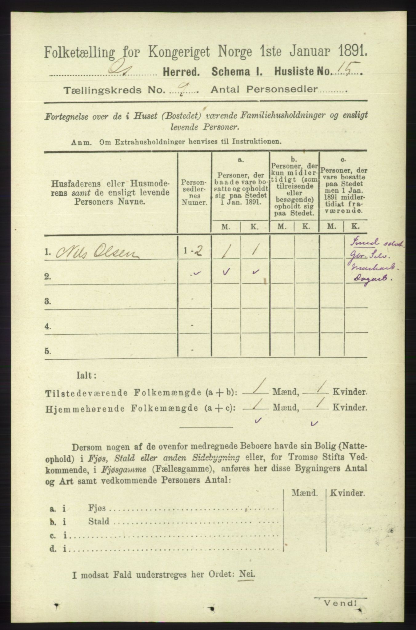 RA, 1891 census for 1243 Os, 1891, p. 1919