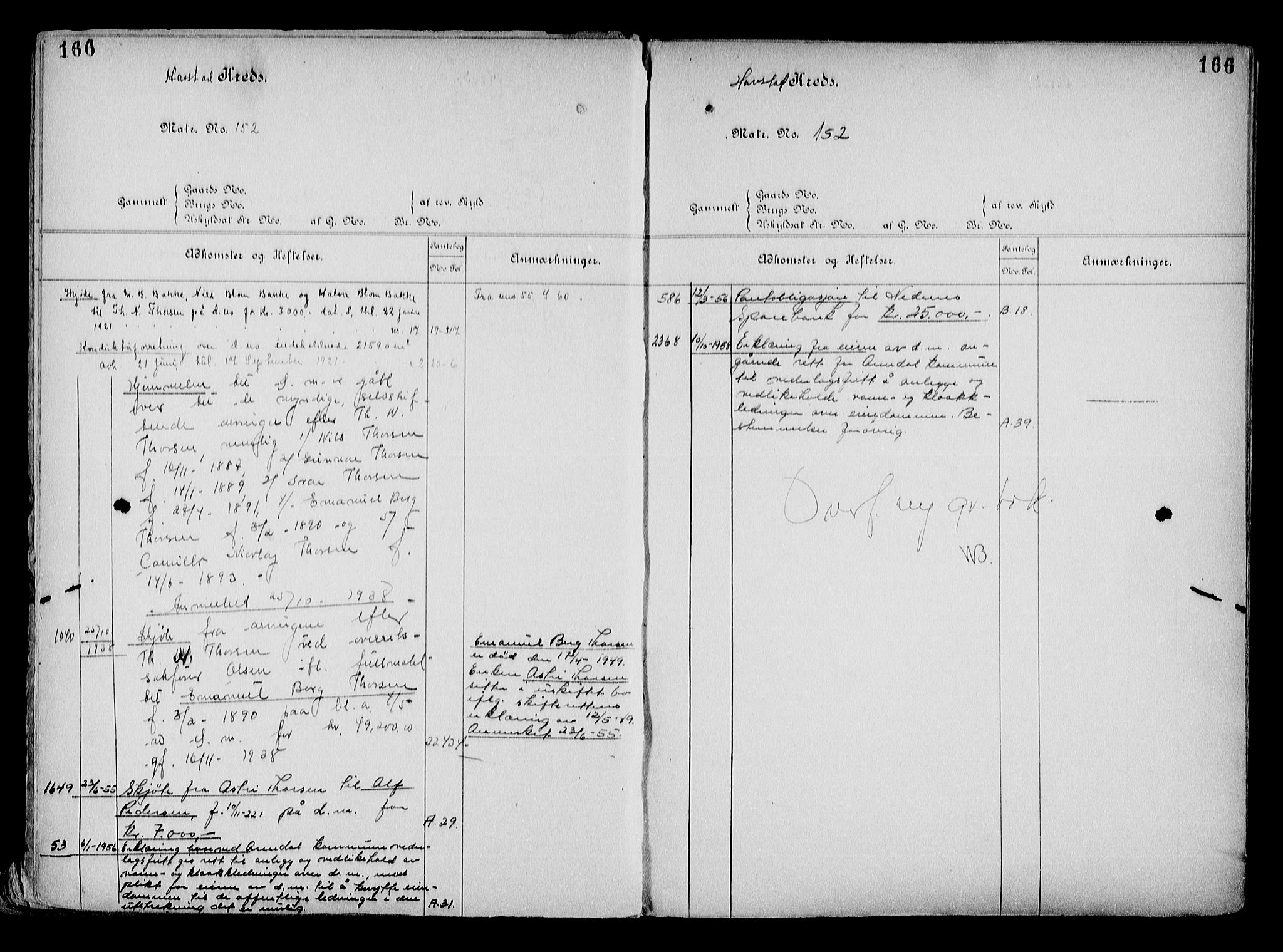 Arendal byfogd, AV/SAK-1222-0001/G/Ga/L0015: Mortgage register no. 13, 1860-1960, p. 166