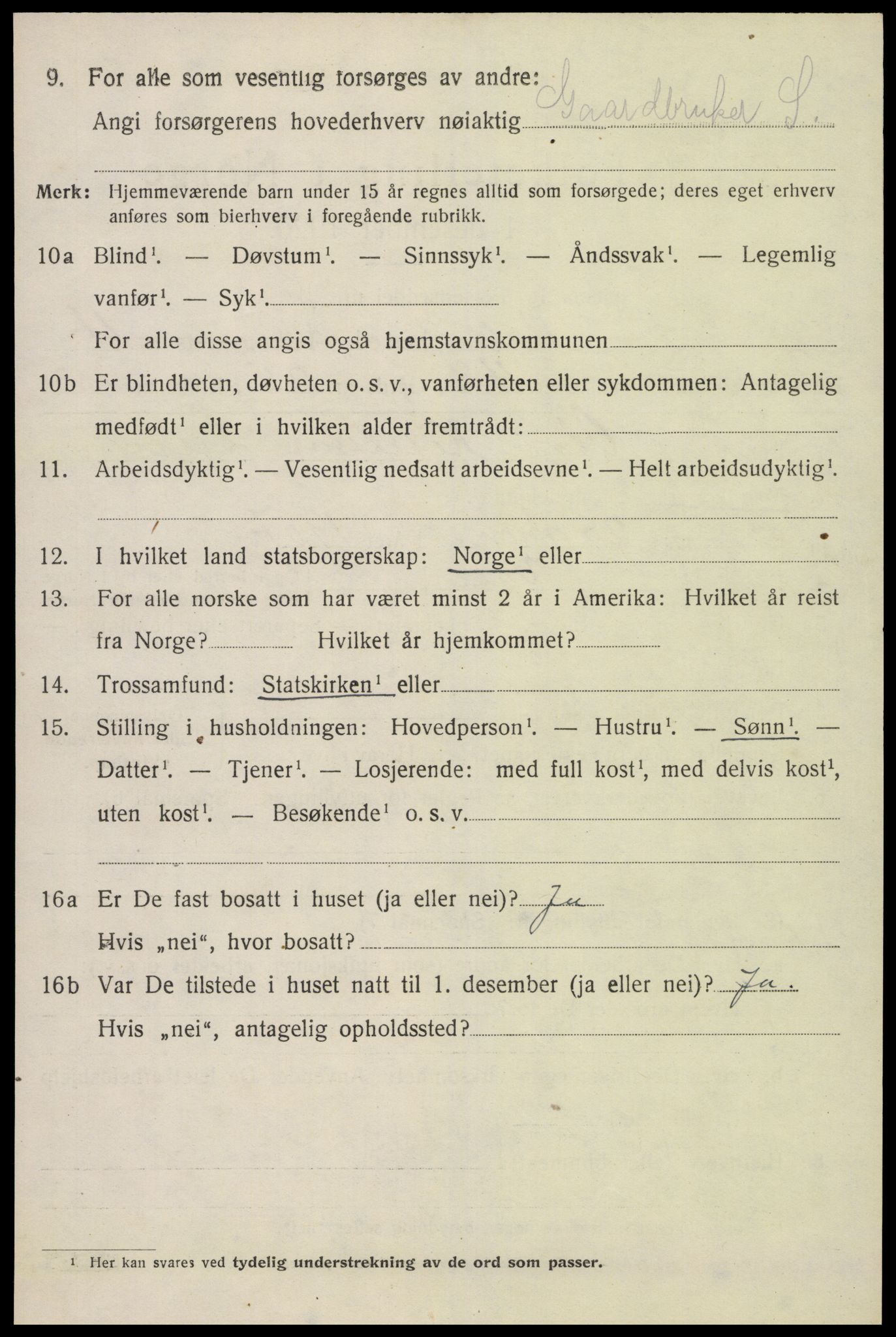 SAK, 1920 census for Valle, 1920, p. 2512