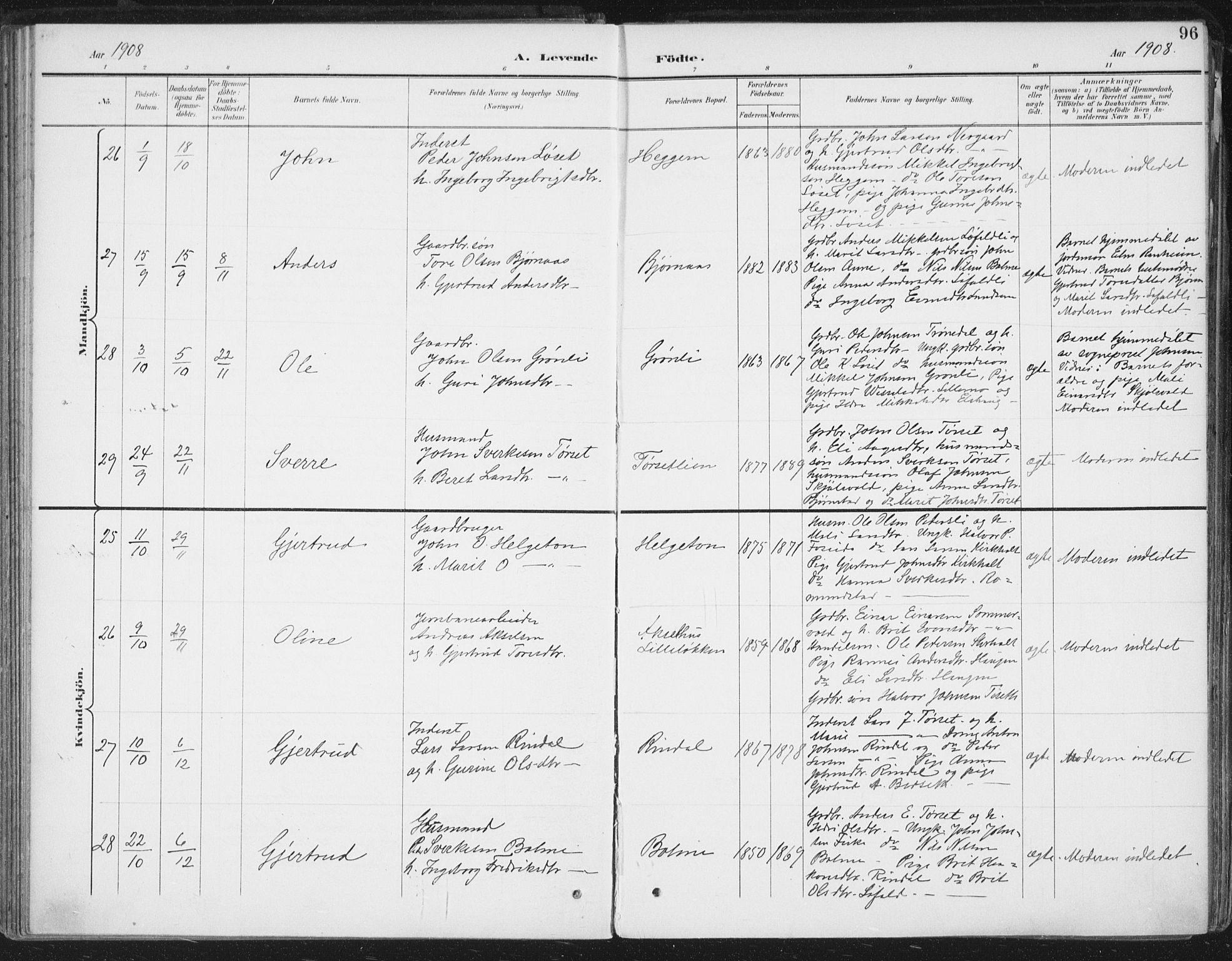 Ministerialprotokoller, klokkerbøker og fødselsregistre - Møre og Romsdal, AV/SAT-A-1454/598/L1072: Parish register (official) no. 598A06, 1896-1910, p. 96