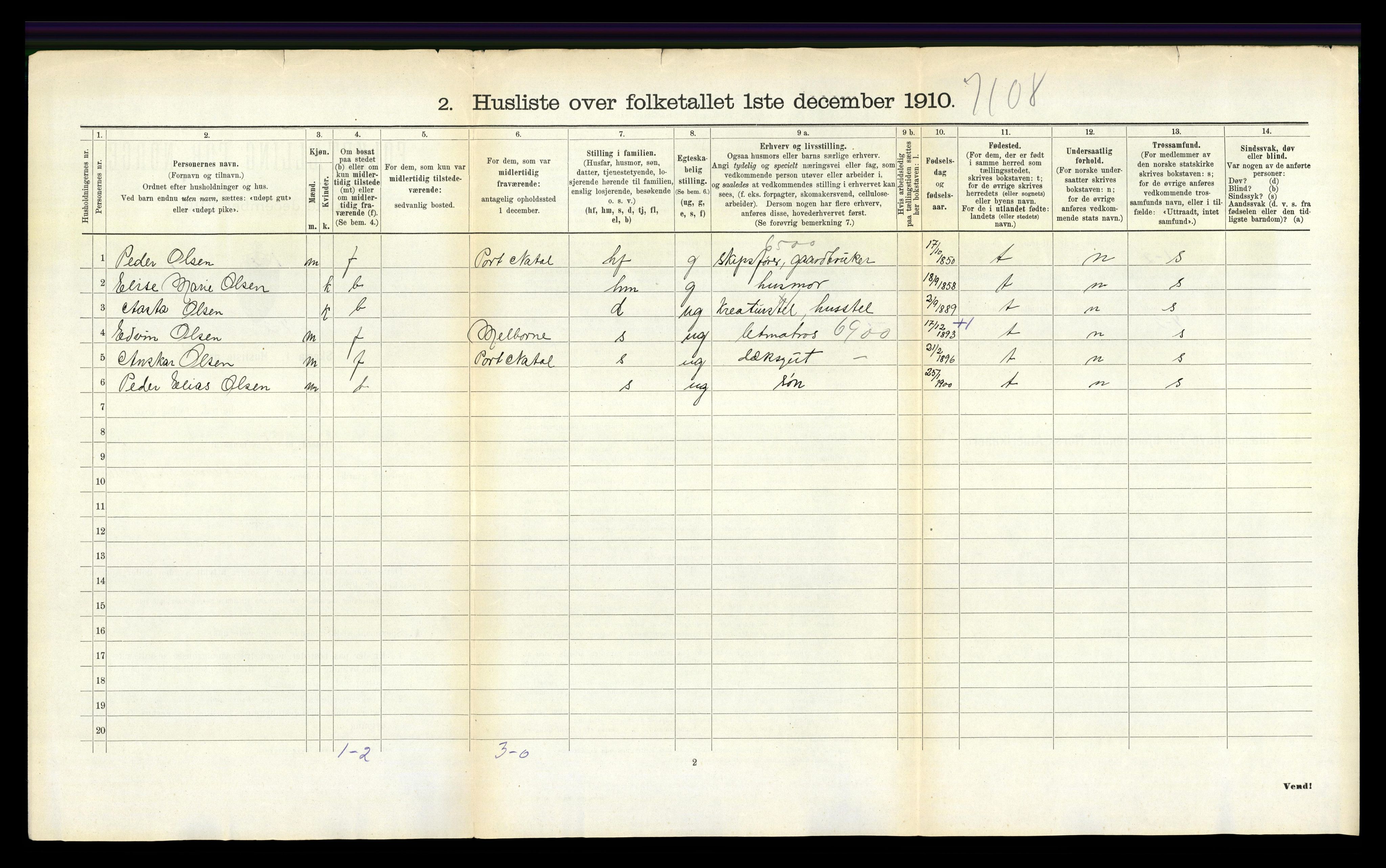 RA, 1910 census for Dypvåg, 1910, p. 839