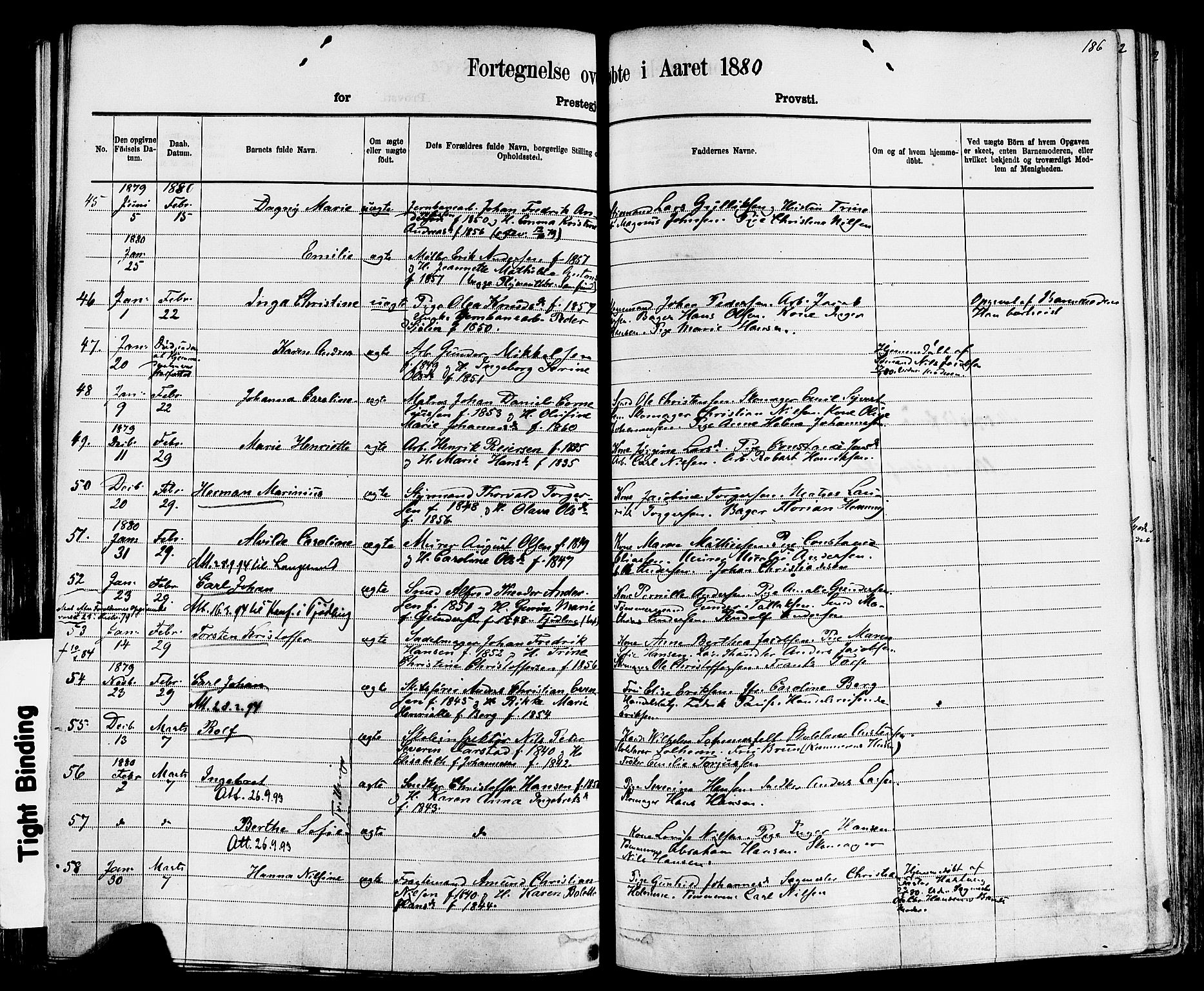 Larvik kirkebøker, AV/SAKO-A-352/F/Fa/L0006: Parish register (official) no. I 6, 1871-1883, p. 186