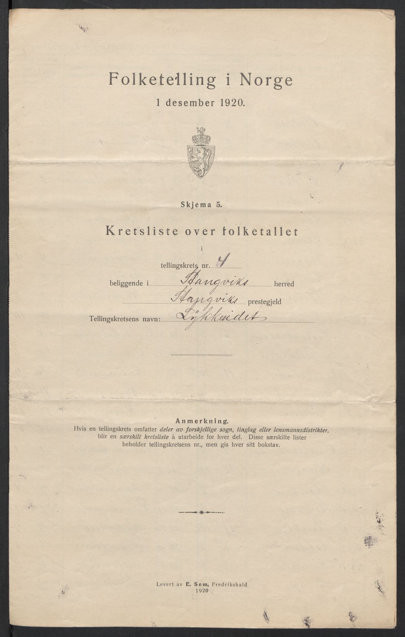 SAT, 1920 census for Stangvik, 1920, p. 17