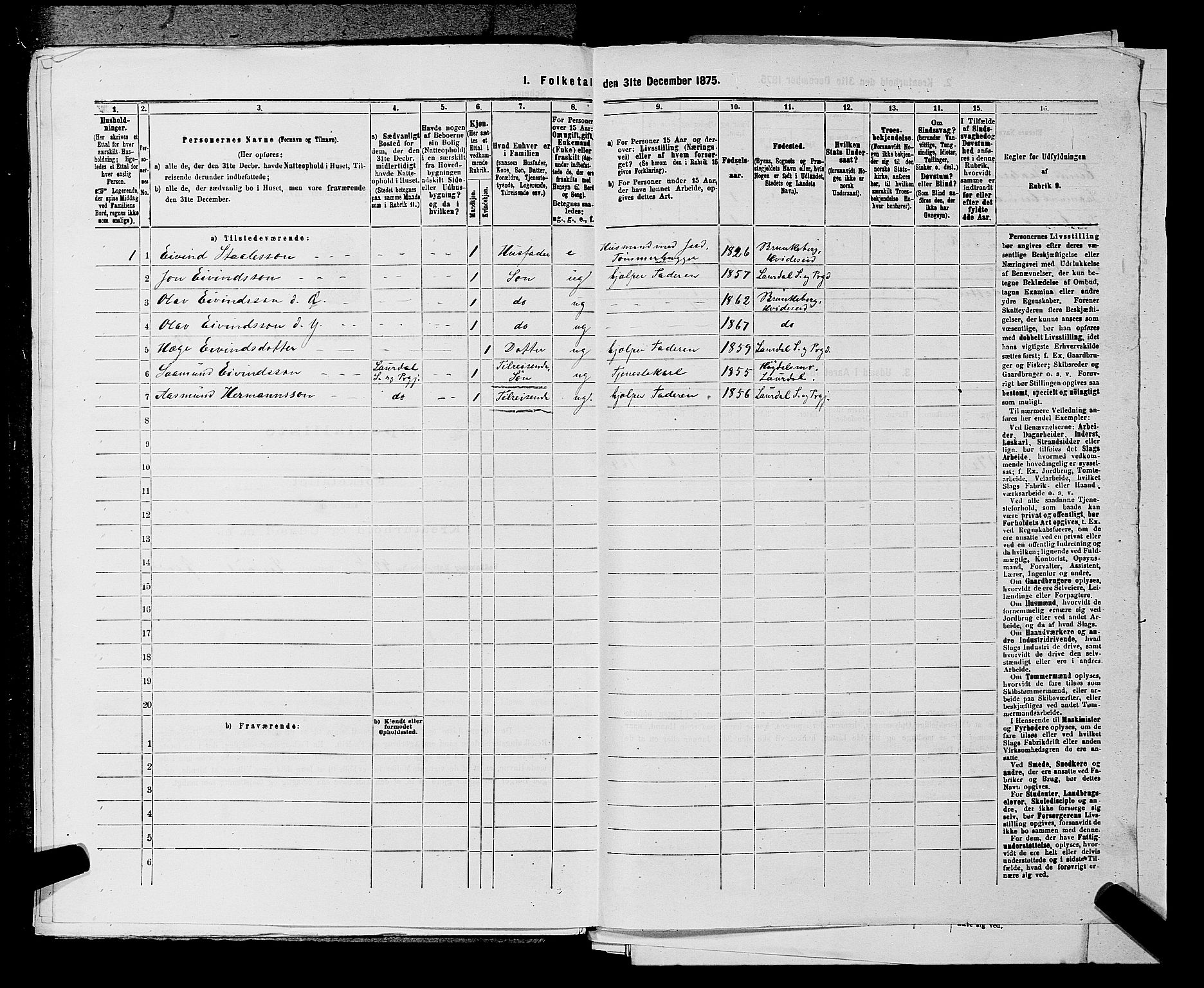 SAKO, 1875 census for 0829P Kviteseid, 1875, p. 572