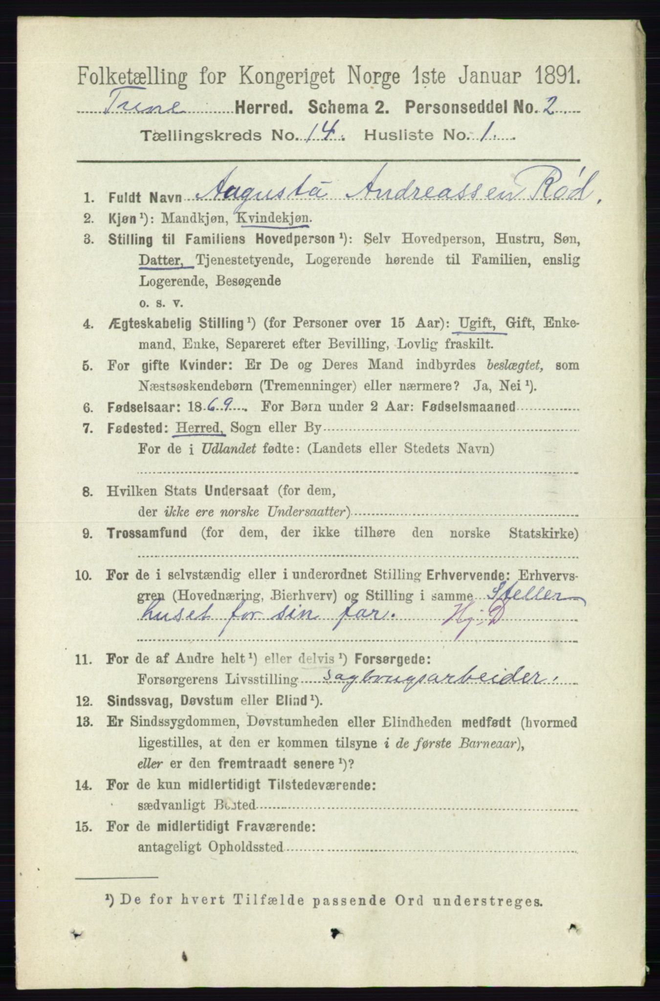 RA, 1891 census for 0130 Tune, 1891, p. 7925