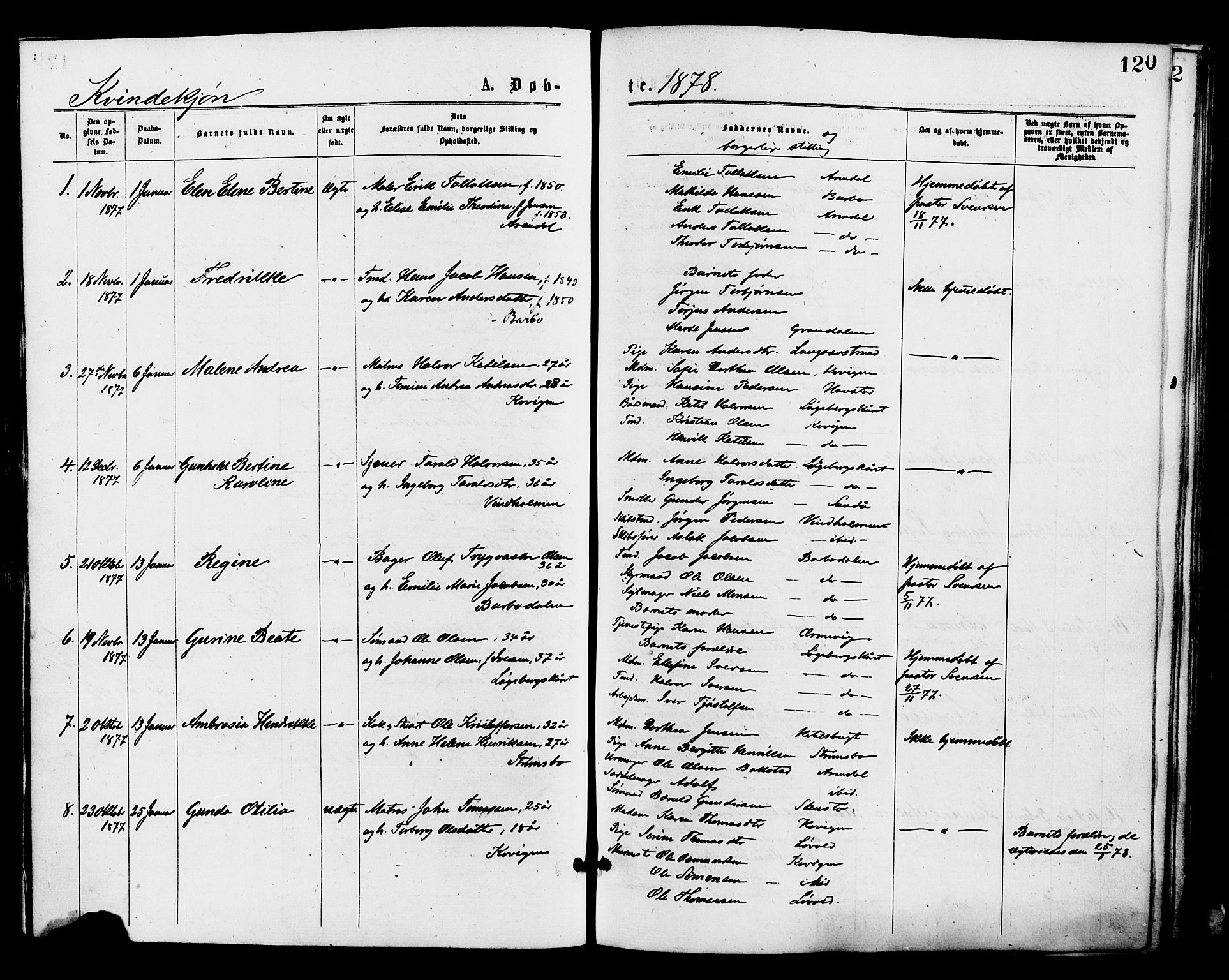 Barbu sokneprestkontor, SAK/1111-0003/F/Fa/L0001: Parish register (official) no. A 1 /1, 1878-1883, p. 120