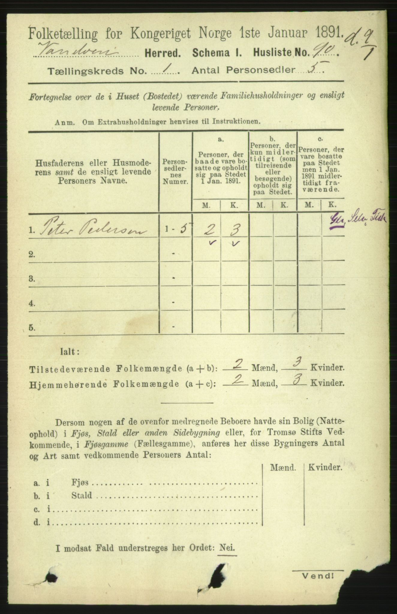 RA, 1891 census for 1511 Vanylven, 1891, p. 110