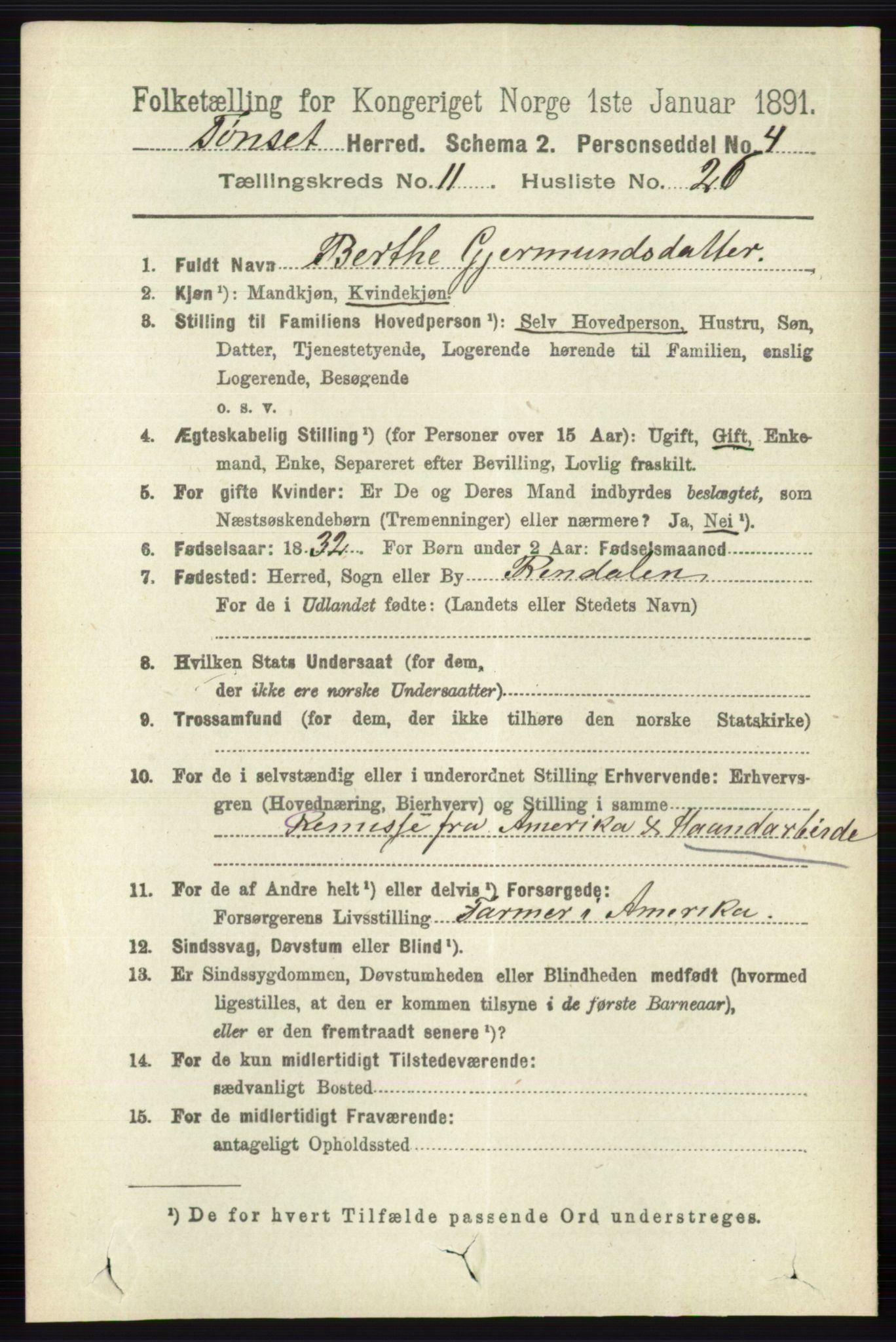 RA, 1891 census for 0437 Tynset, 1891, p. 3146