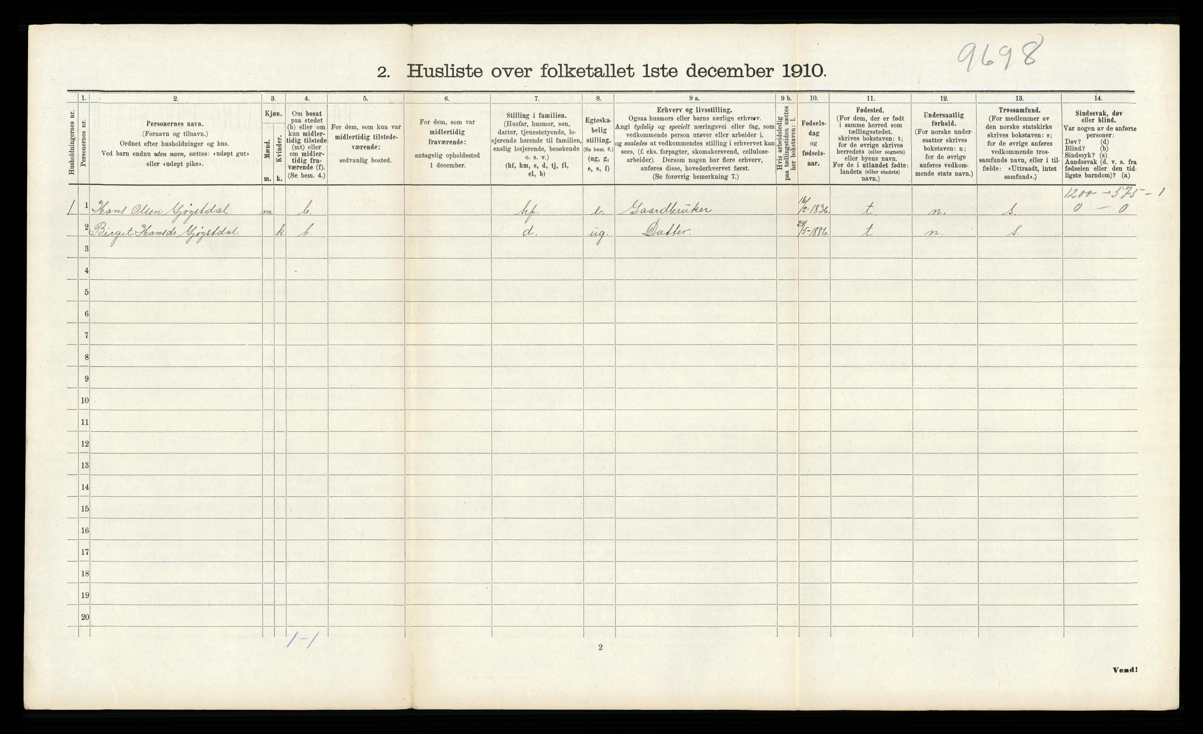 RA, 1910 census for Tinn, 1910, p. 544