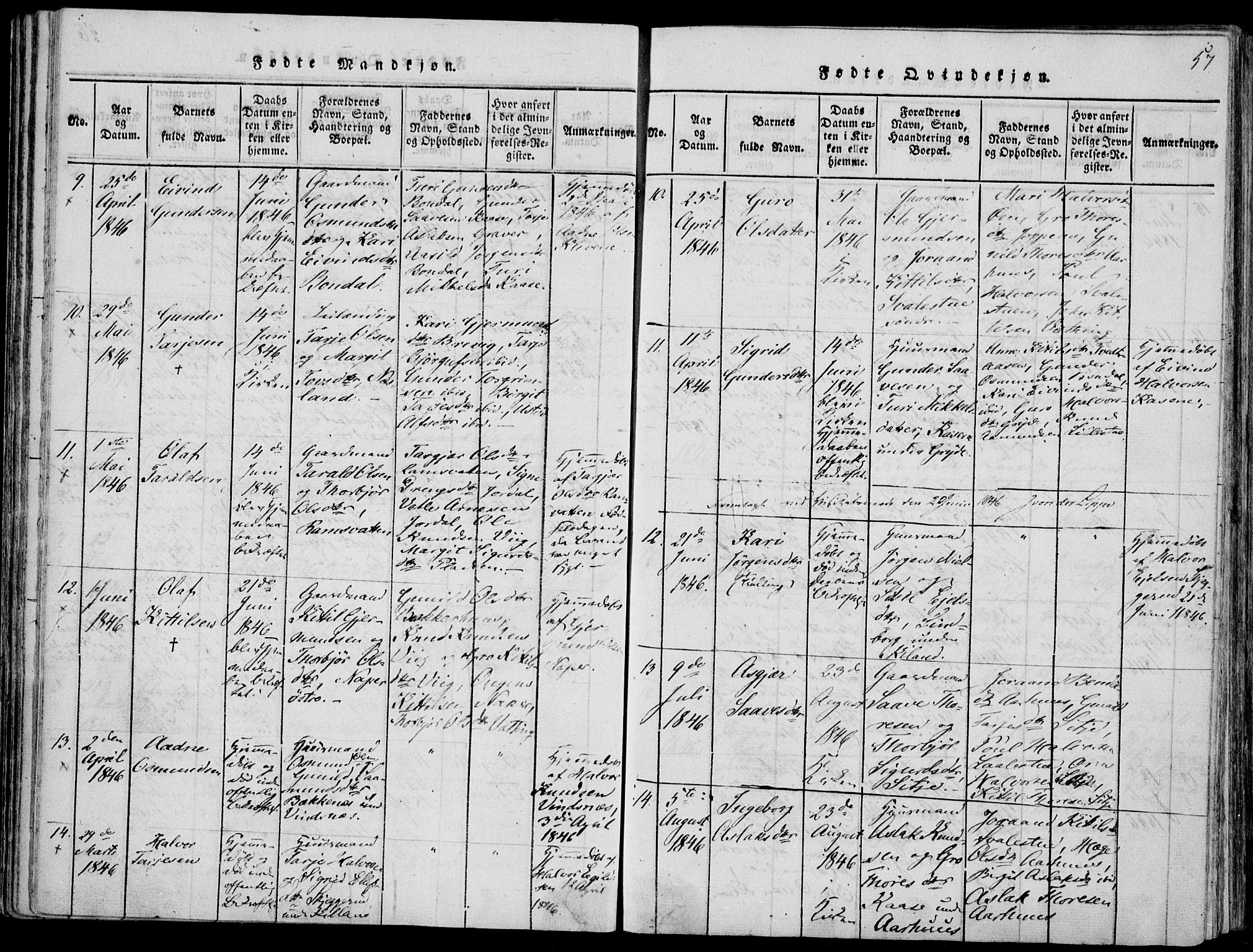 Fyresdal kirkebøker, SAKO/A-263/F/Fa/L0004: Parish register (official) no. I 4, 1815-1854, p. 57