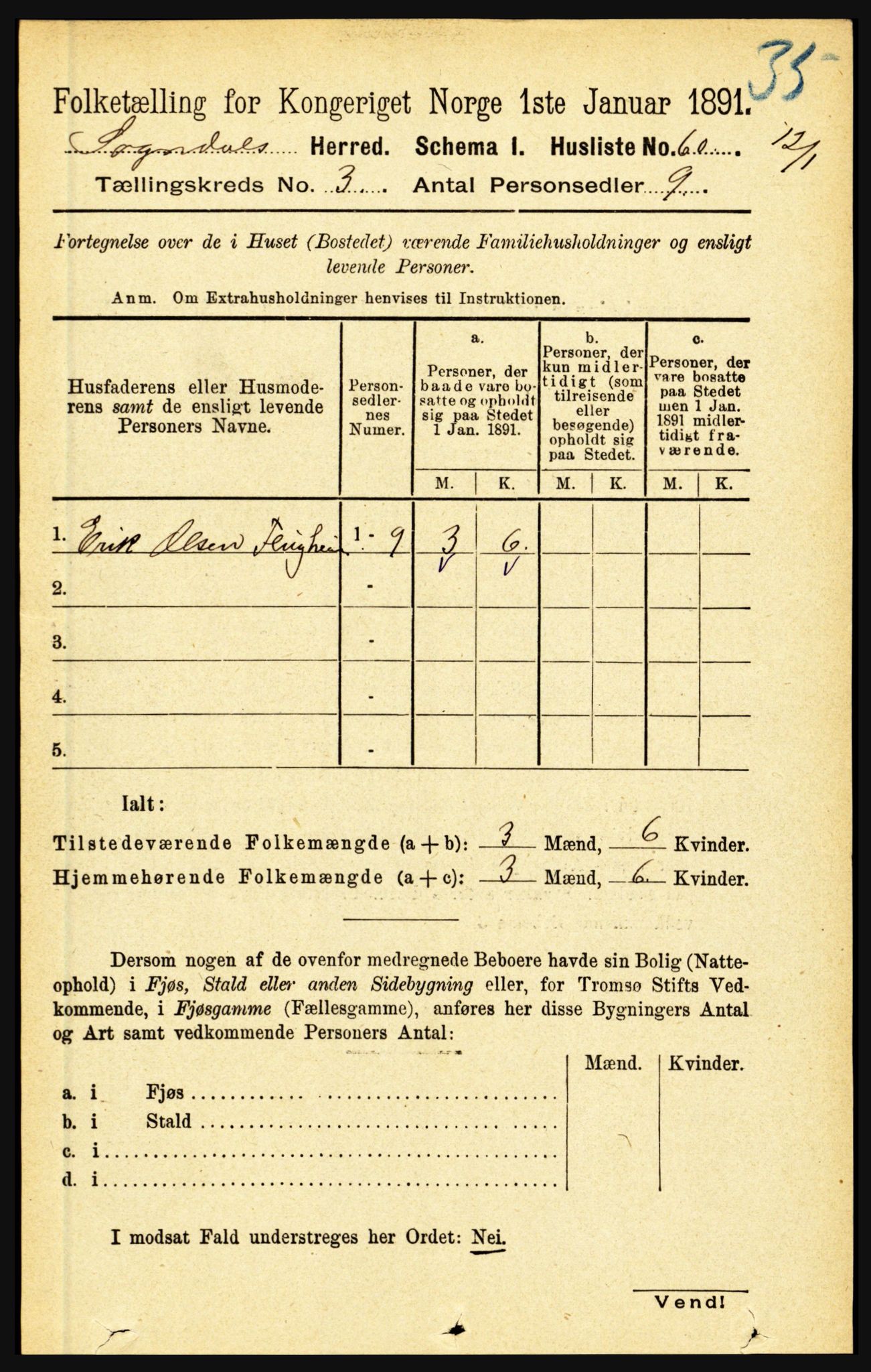 RA, 1891 census for 1420 Sogndal, 1891, p. 1478