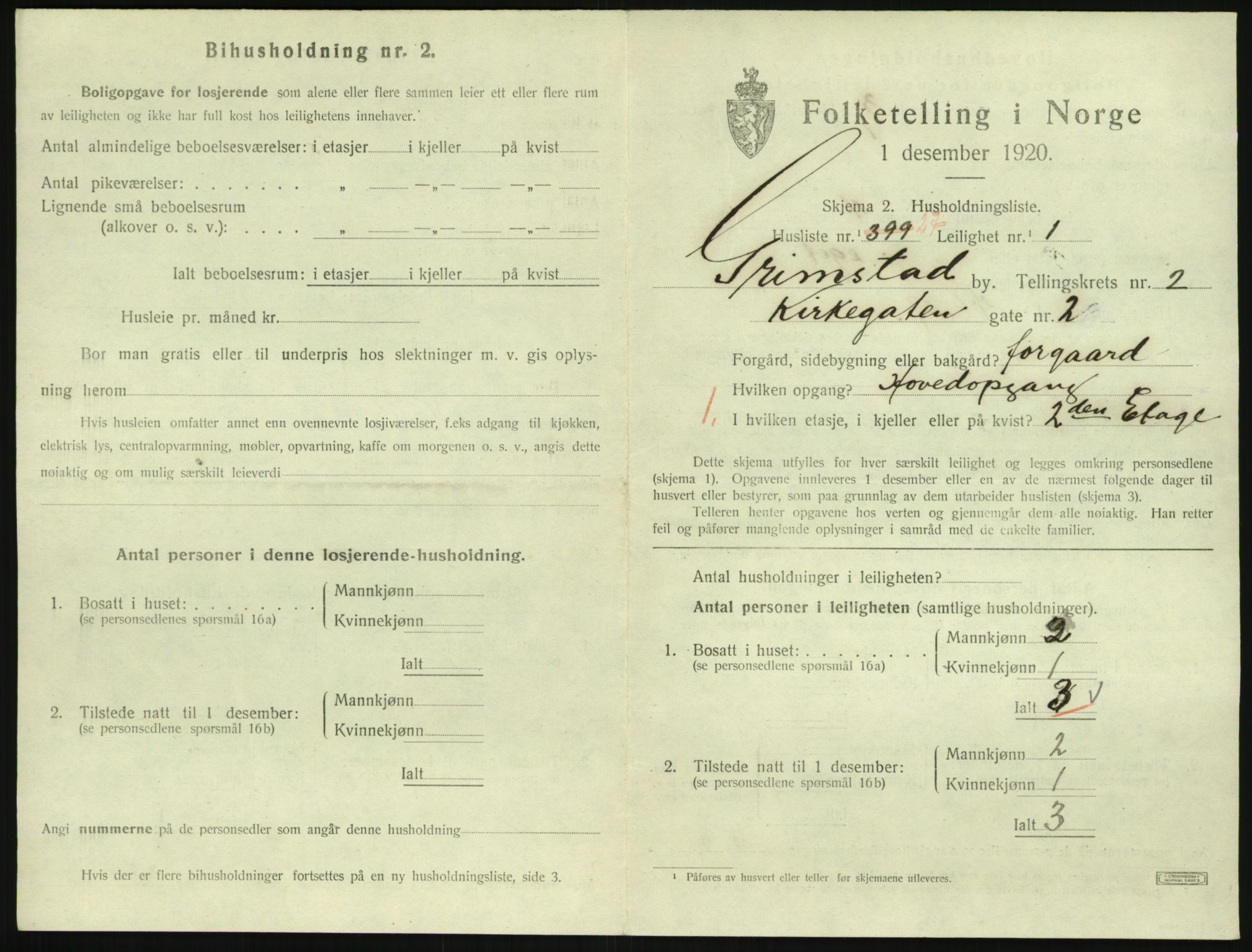 SAK, 1920 census for Grimstad, 1920, p. 1343