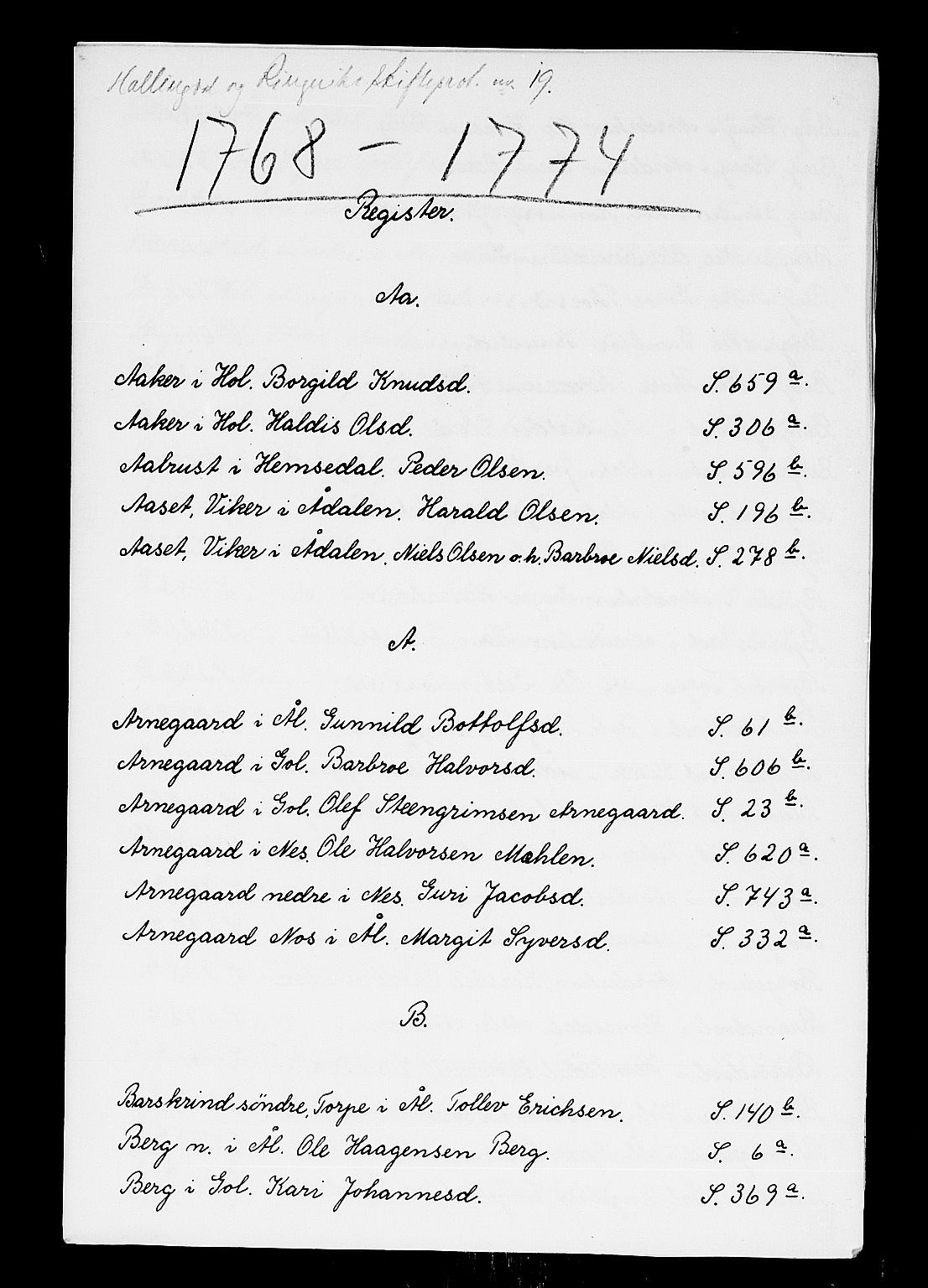 Ringerike og Hallingdal sorenskriveri, AV/SAKO-A-81/H/Ha/L0019: Skifteprotokoll, 1768-1774