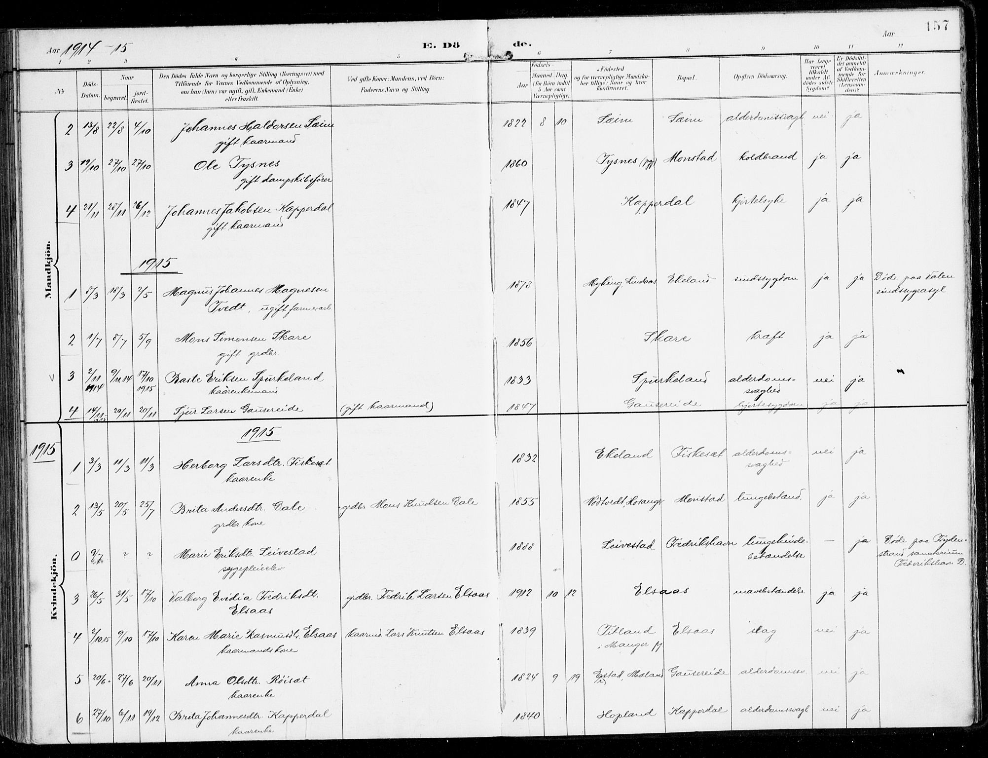 Alversund Sokneprestembete, SAB/A-73901/H/Ha/Haa/Haad/L0004: Parish register (official) no. D 4, 1898-1926, p. 157